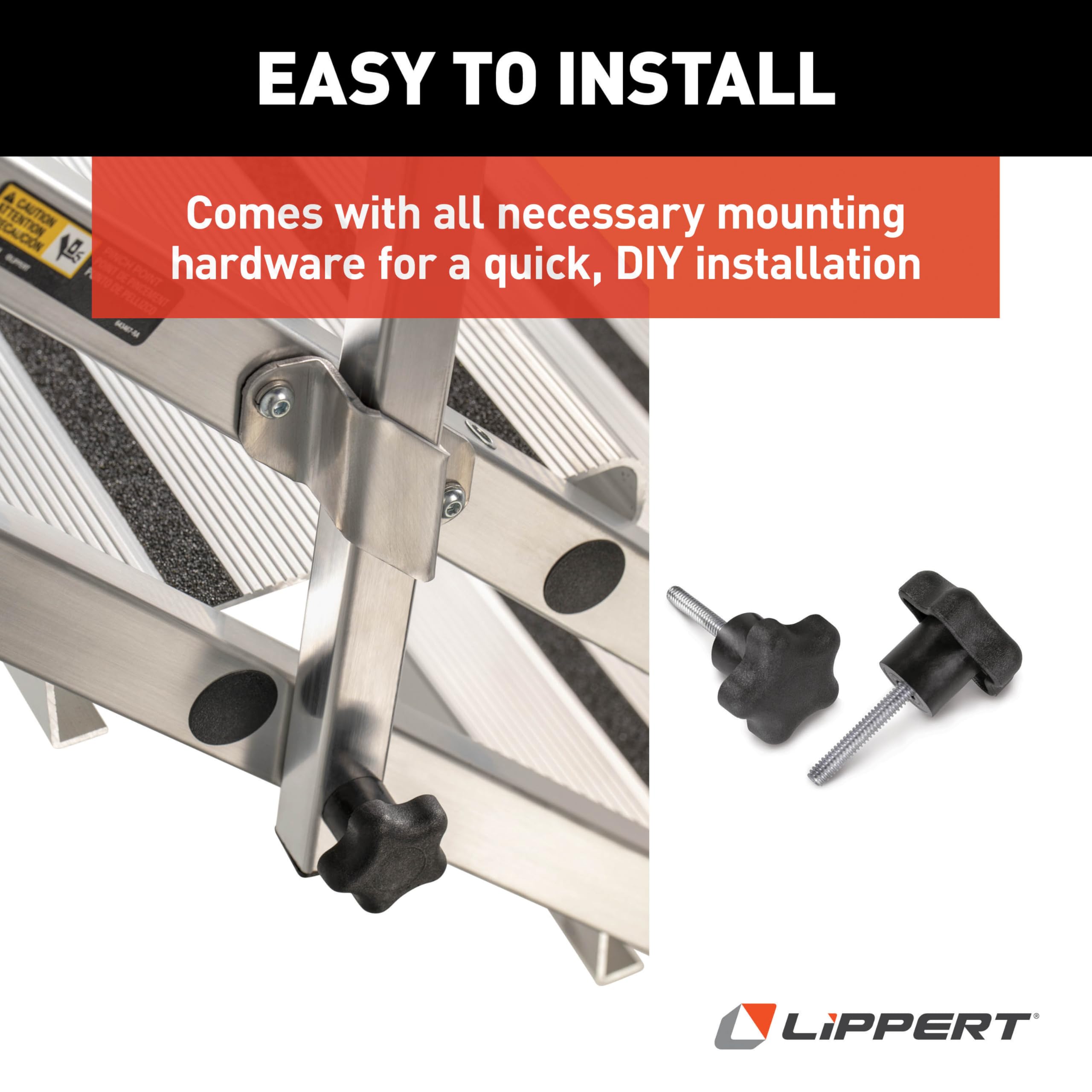 Lippert Entry Assist Handrail for Triple/Quad Victory Step RV Patio Steps, Aluminum Construction, Easy Installation - 2023024502