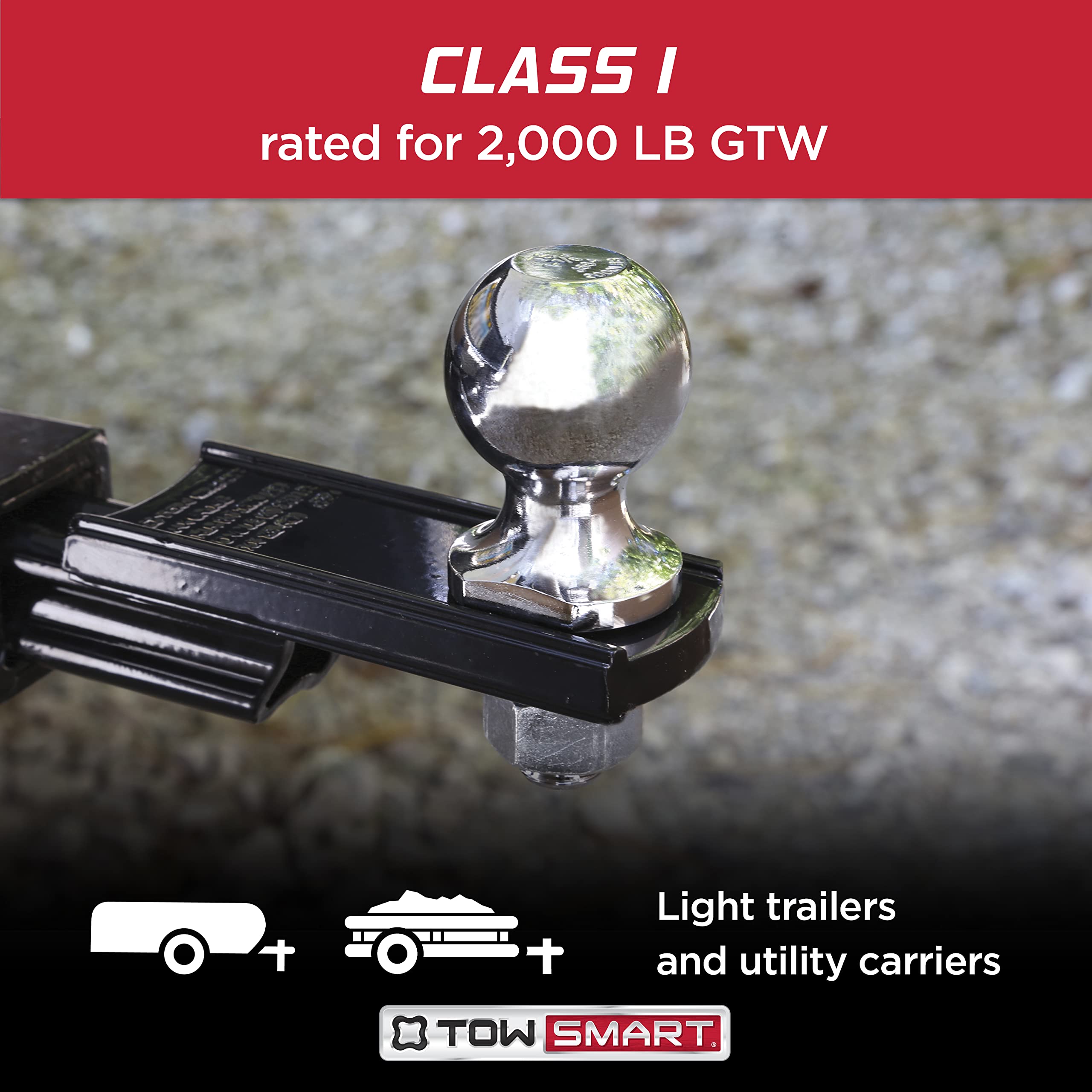 Class I TOWSMART Chrome Trailer Hitch Ball, 2,000 lb., 1-7/8 in. Ball Diameter, 3/4 in. x 1-1/2 in. Shank
