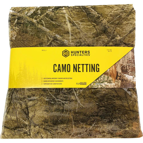 Camo Netting Hunters Specialties - Durable Lightweight Quiet Realistic Concealment Camouflage Polyester Netting for Blinds, 54 in X 12 FT - Realtree Edge