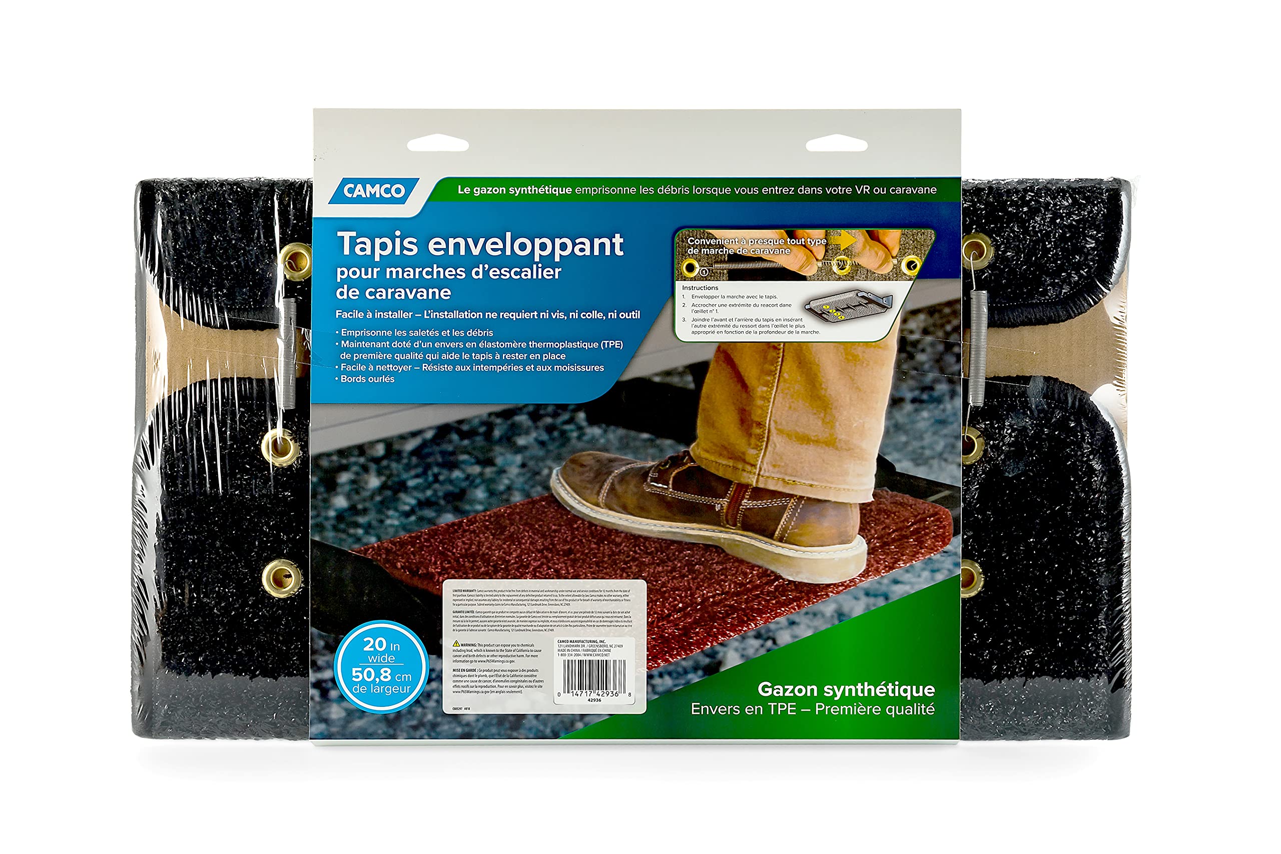 RV Camco Wrap Around Rug | Turf Material Dries Quickly | Easy Install | (42936)