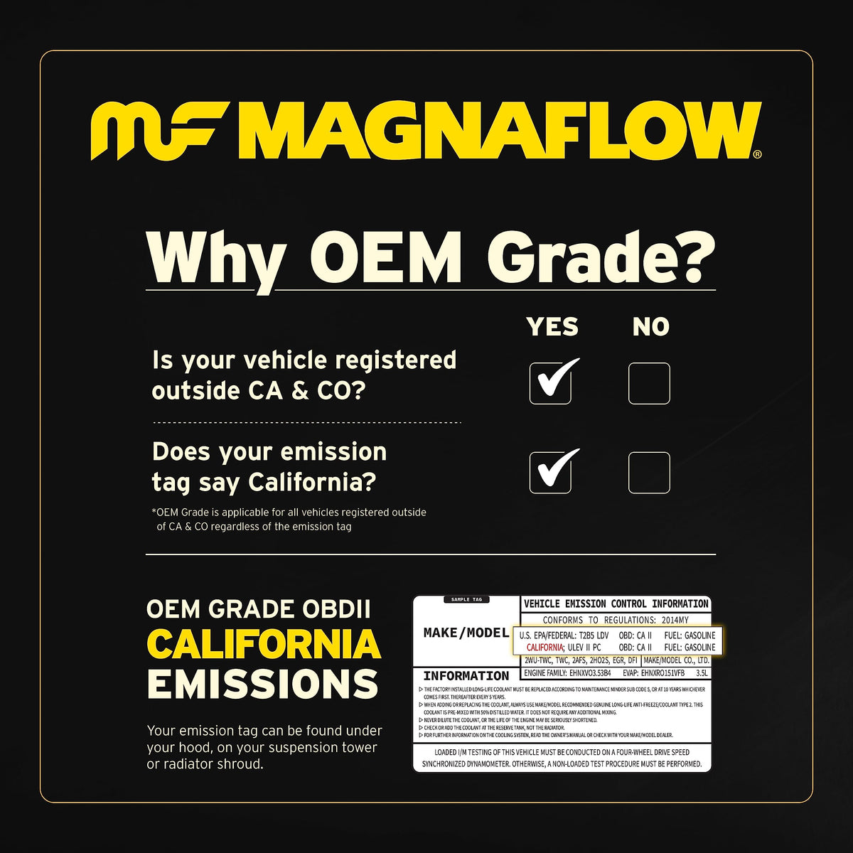 OEM Grade MagnaFlow Universal Catalytic Converter, 2" Inlet/Outlet (EPA Compliant)