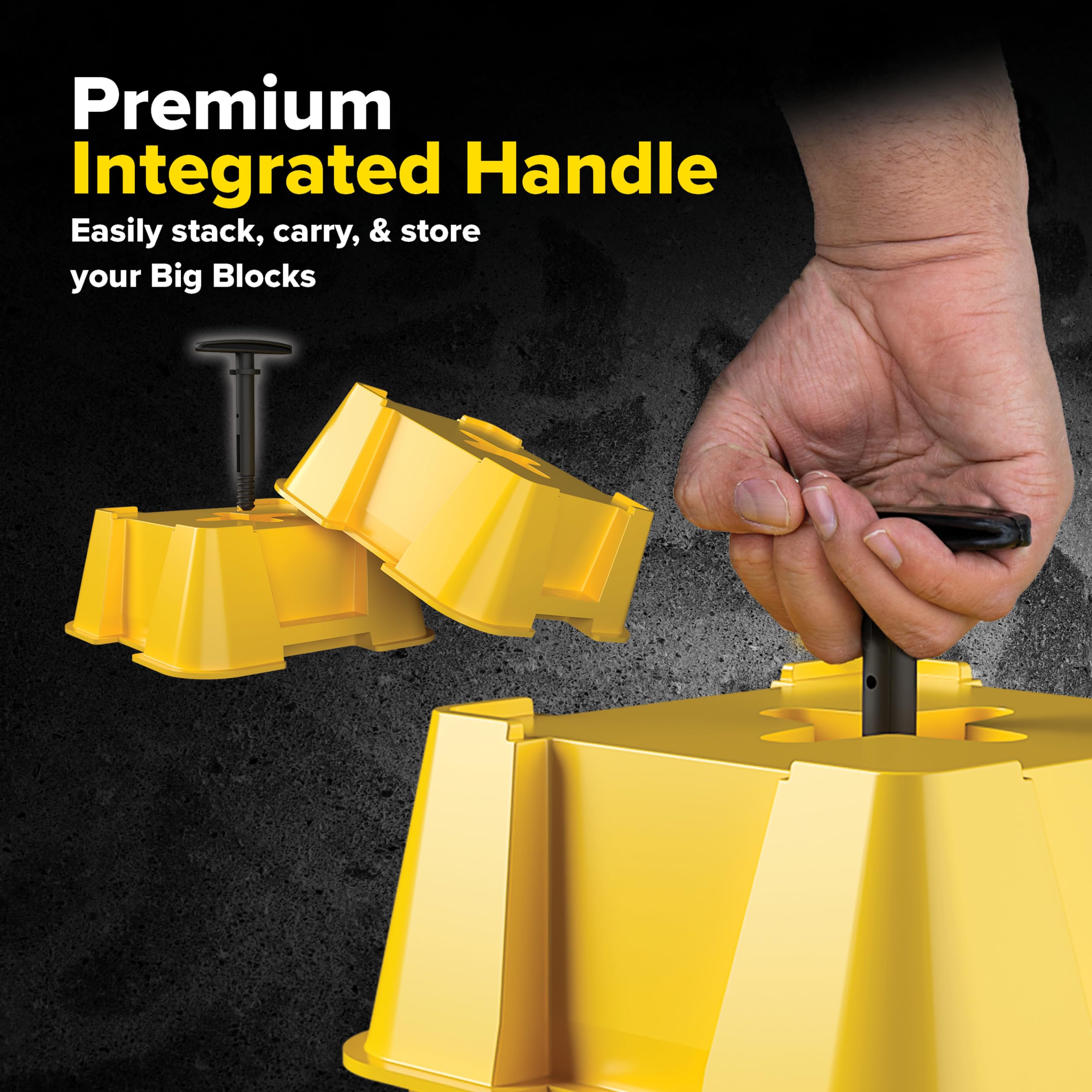 Camco RV Leveling Fasten High-Gain Base - Nesting Design for RV Storage - Convenient Carry Handle - Compatible w/Square RV Leveling Blocks and RV Jacks - Supports Up to 8,000lbs, 2-Pk (44539)