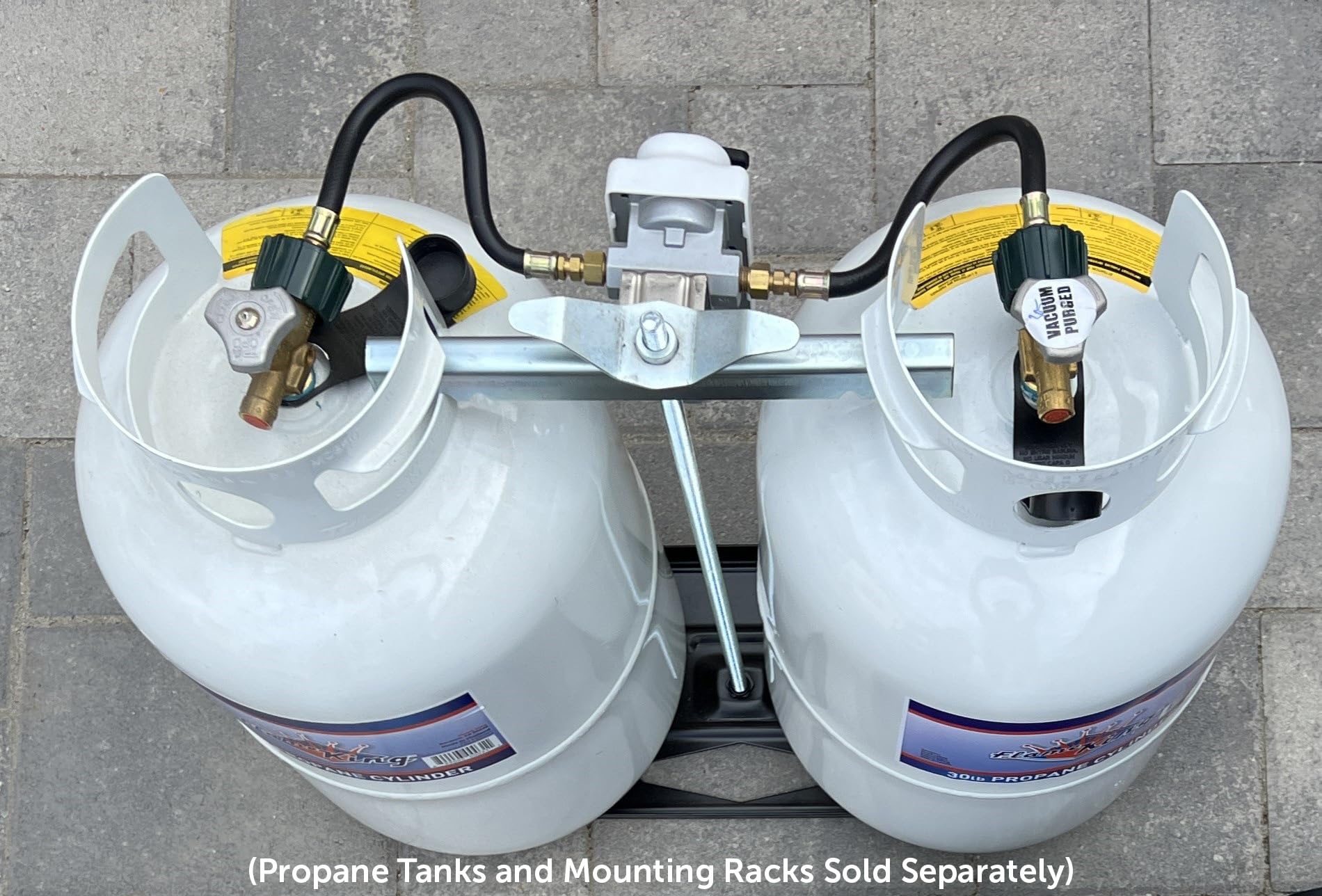 2-Stage Flame King (KT12ACR-2) Auto Changeover LP Propane Gas Regulator With Two 12 Inch Pigtails For RVs, Vans, Trailers