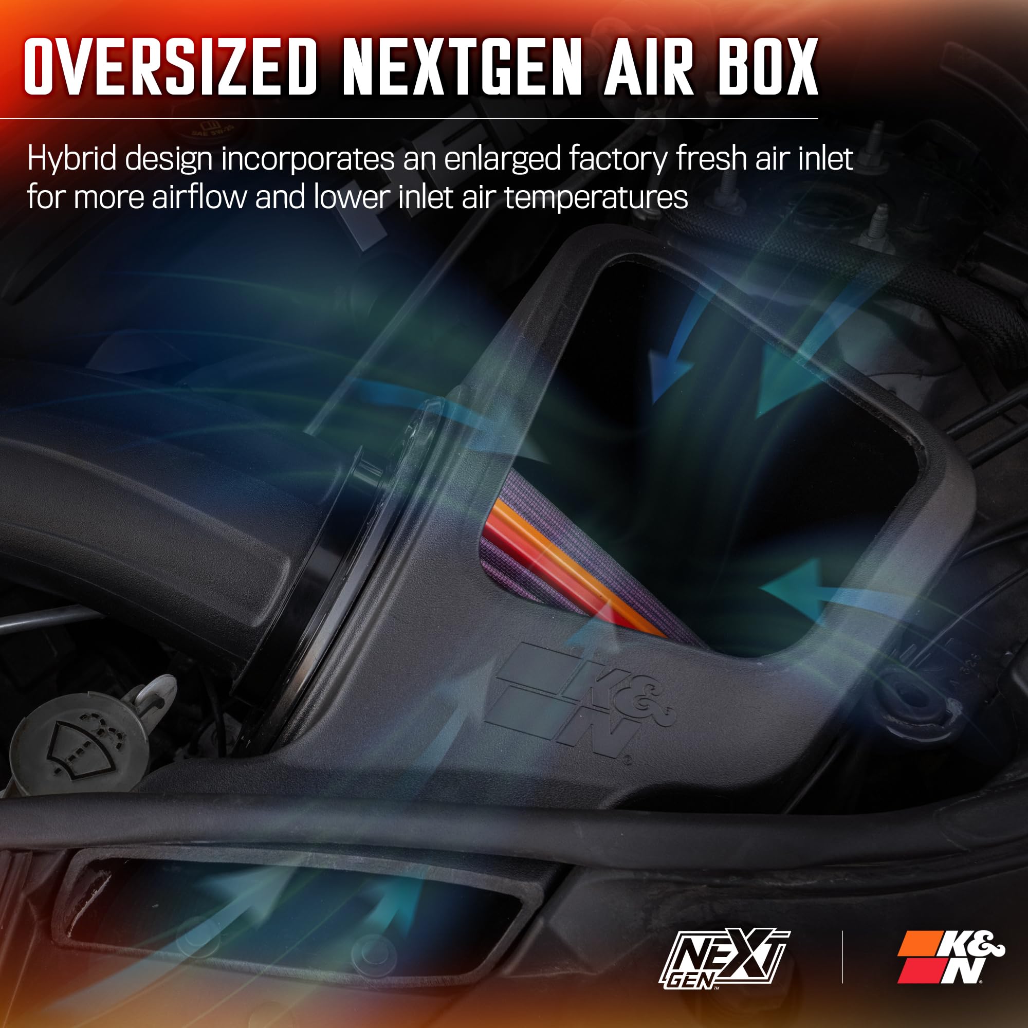 Cold Air Intake System K&N NextGen: High-Flow Cotton Filter: Compatible with 2011-2025 DODGE/JEEP: Durango, Grand Cherokee, 50-1563