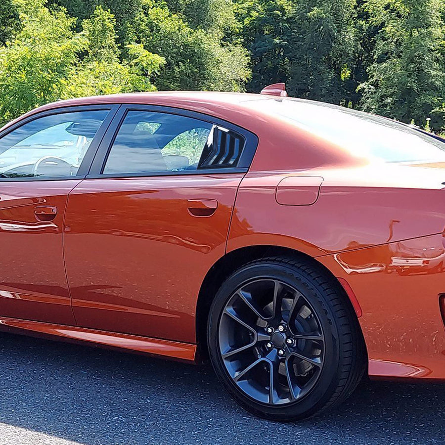 Quarter 3-Vent Style Glossy Black Side Window Louvers Cover Compatible with Dodge Charger Spec-D Tuning 2011-2021