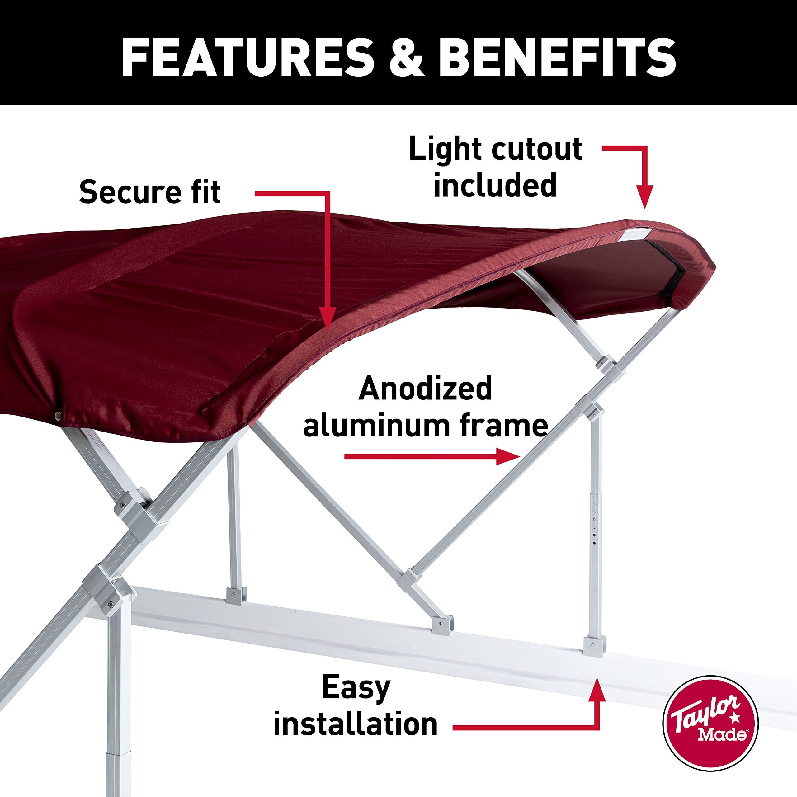 Bimini Kit Manual TAYLOR MADE PRODUCTS - 8'W x 8'L (Burgundy)