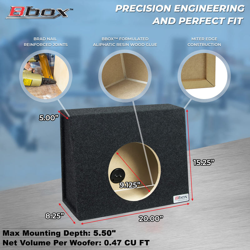 Single Bbox Sealed 10 Inch Wedge Shaped Subwoofer Enclosure - Car Subwoofer Boxes & Enclosures - Premium Subwoofer Box Improves Audio Quality, Sound & Bass - Red & Black Spring Terminals,charcoal