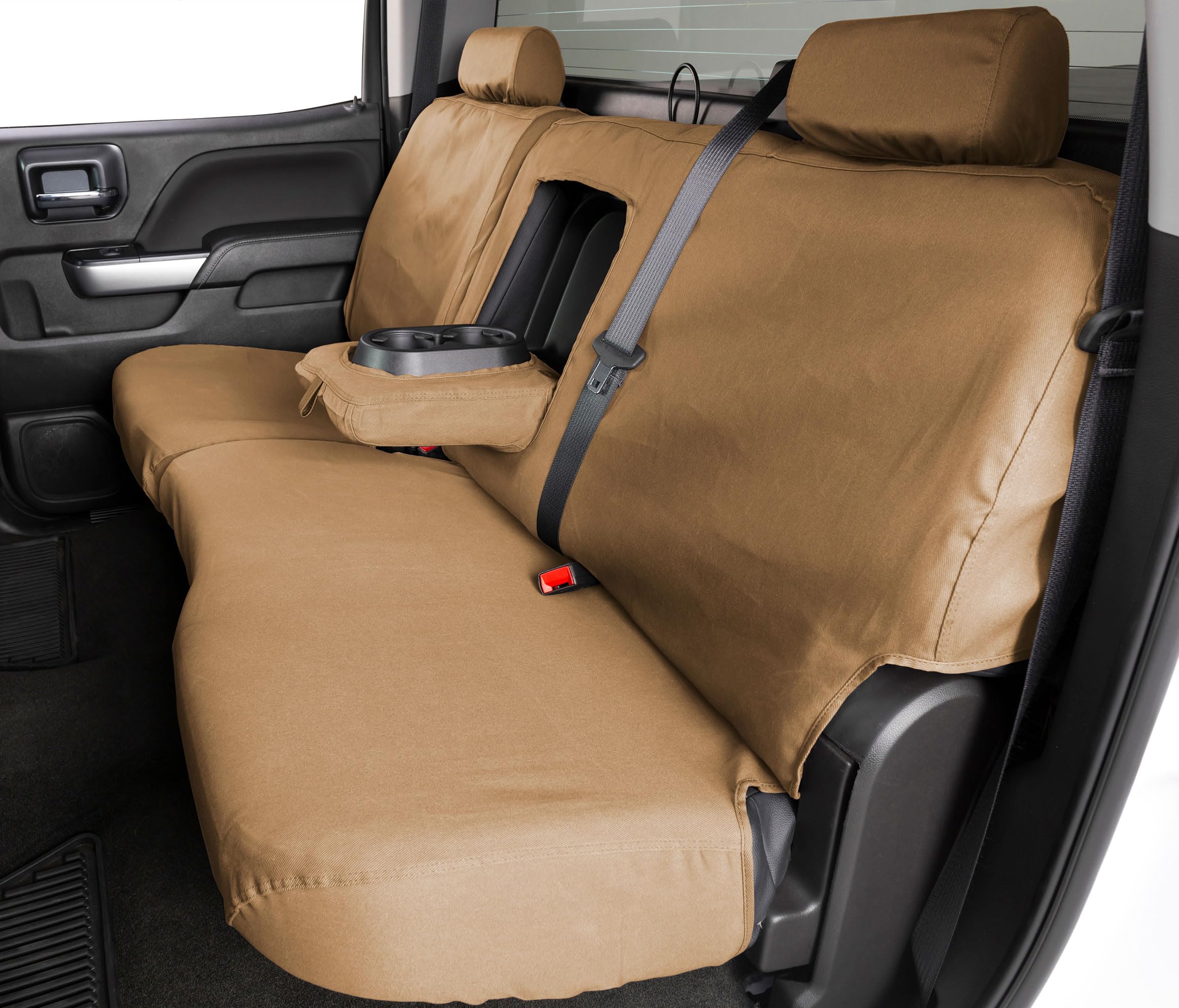 Covercraft Custom Seat Covers Polycotton | Fits 2022-2025 Nissan Pathfinder | 2nd Row 60/40 Bench Seat, Tan
