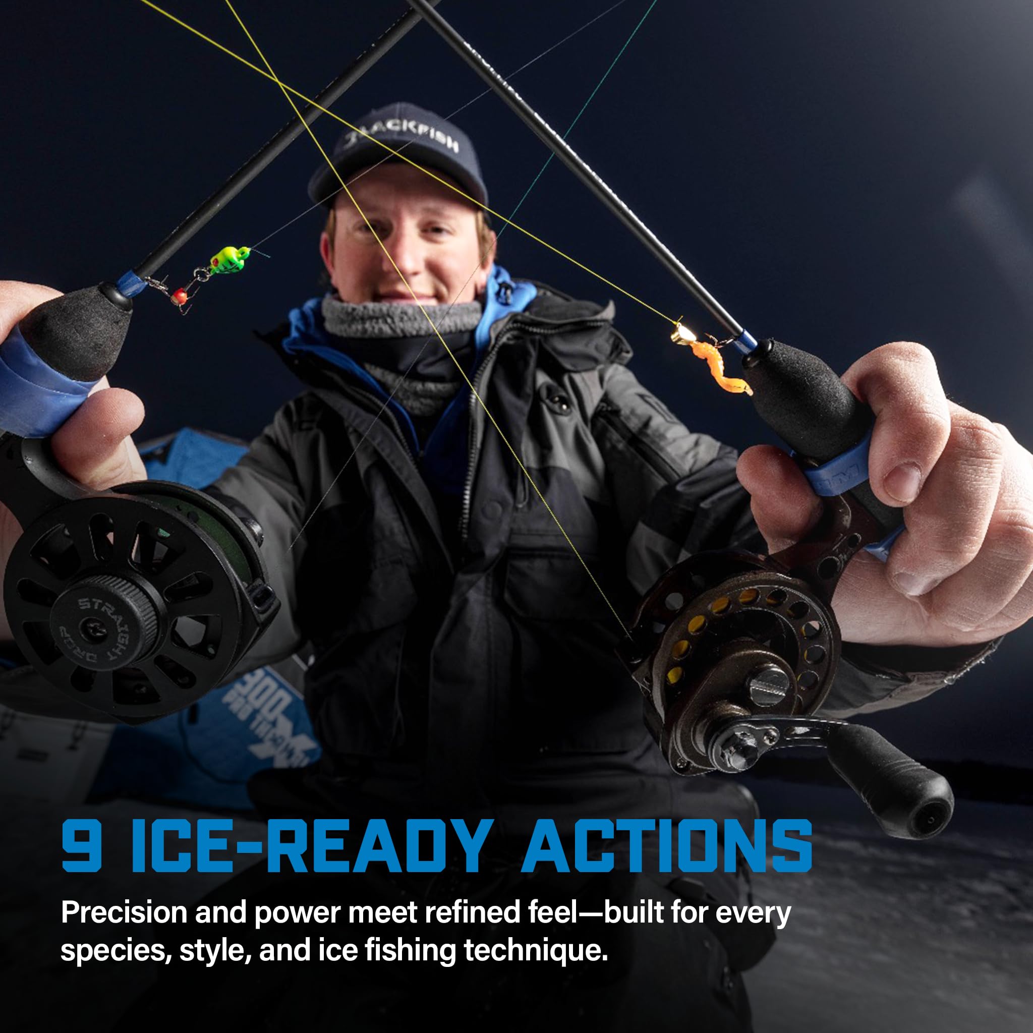 Clam 28” Straight Drop Ice Fishing Rod – Medium-Light Action, Ultra-Sensitive Glass Blank & Ice-Ready Oversized Guides