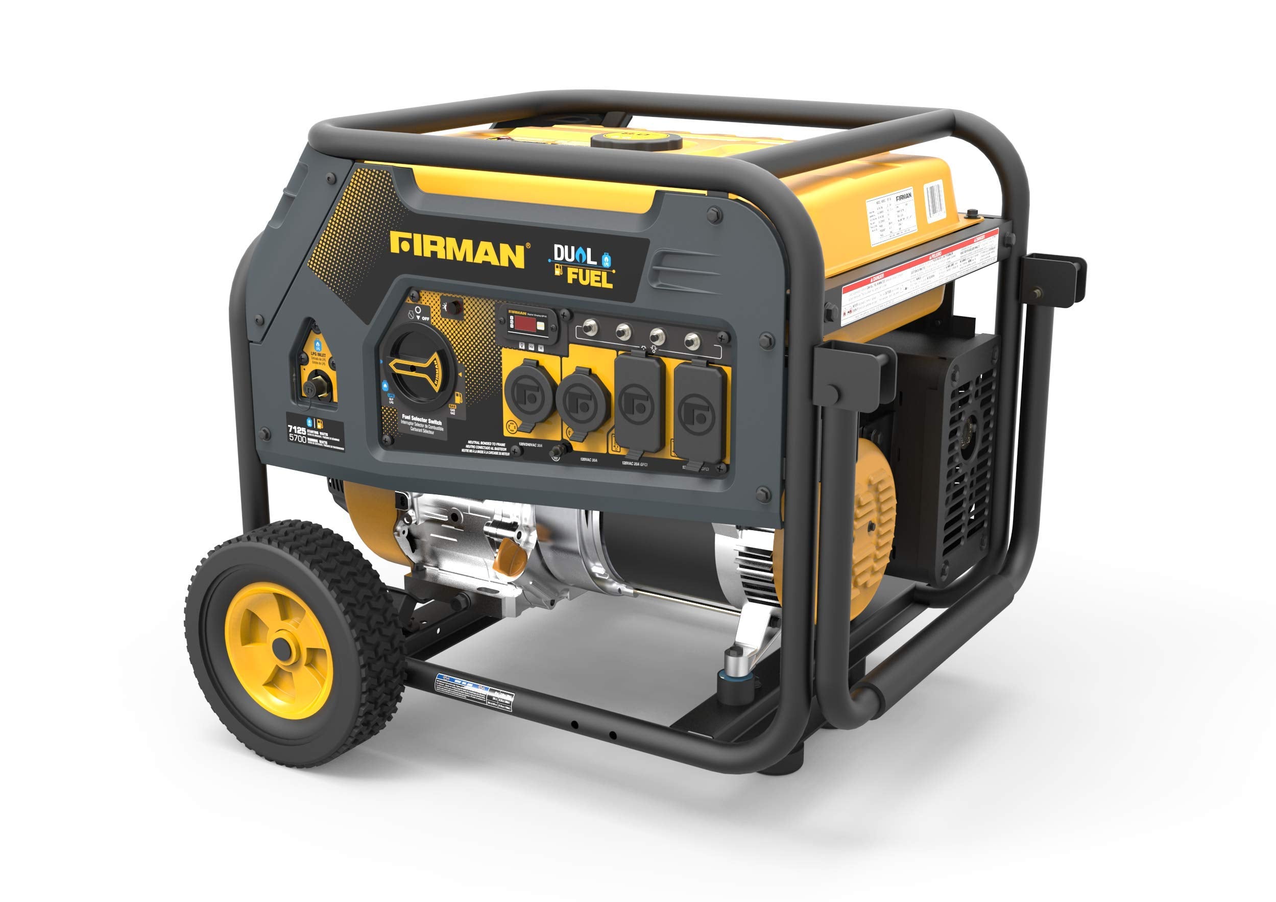 Firman 7125/5700W H05752: GAS 7125/5700W LPG 30A 120/240V Recoil Start Dual Fuel Portable Generator CARB Certified