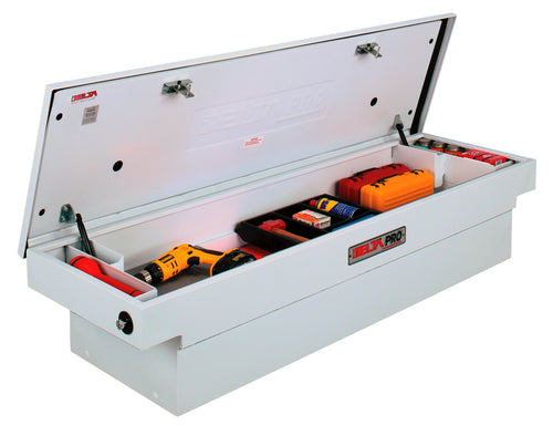 Full Size Delta Pro PSC1457000 White Steel Single Lid Deep and Extra-Wide Crossover Truck Box