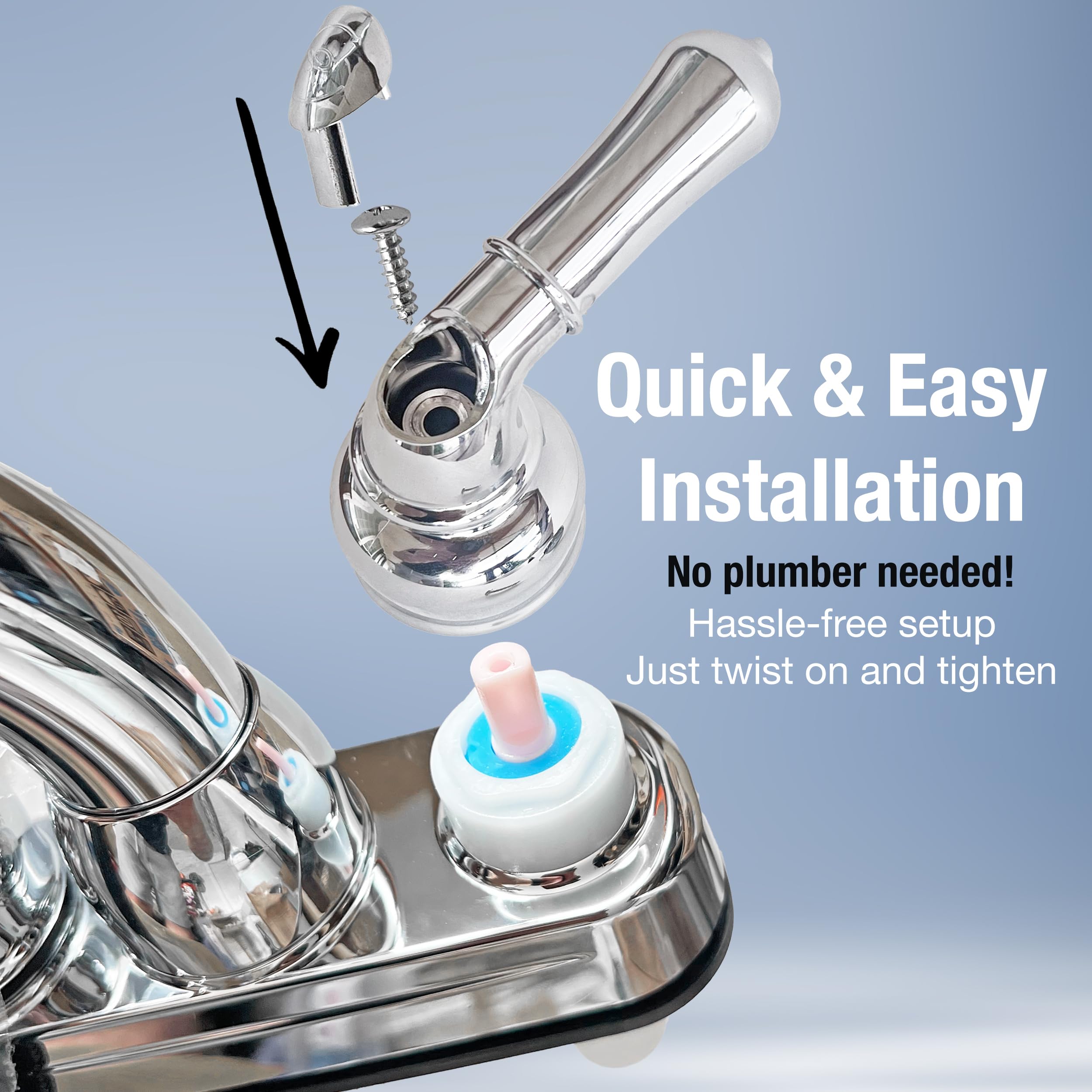 Dura Faucet RV Replacement Hot and Cold Classic Handles DF-RKC-CP - Plastic Handles with Metallic Plating