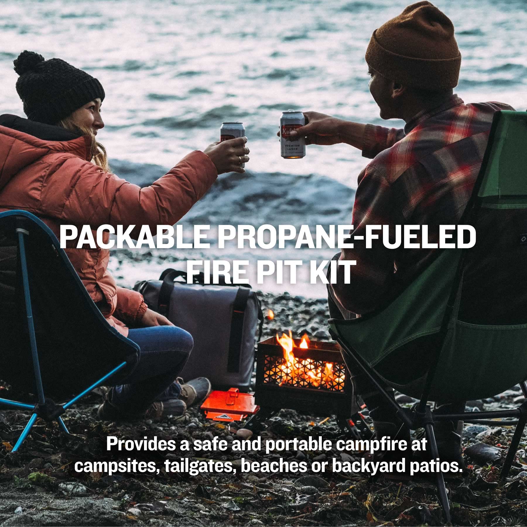 FireCan Ignik Portable Propane Fire Pit with Hose and Adjustable Regulator