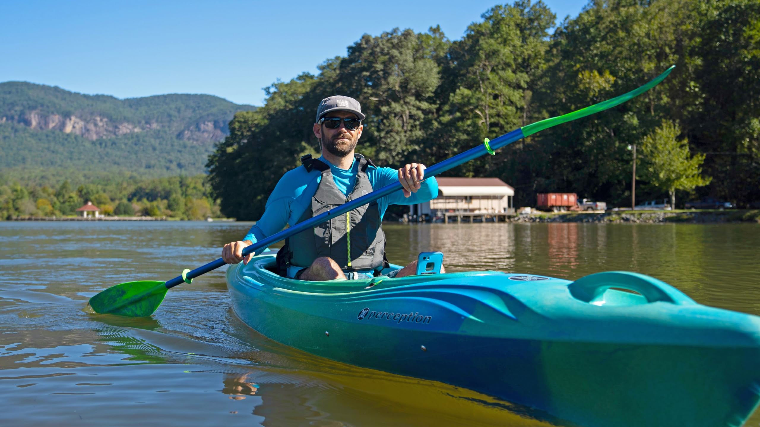 Joyride 10 Perception - Sit Inside Kayak for Adults and Kids - Recreational Multi-Water Kayak with Selfie Slot - 10 ft - Mystic