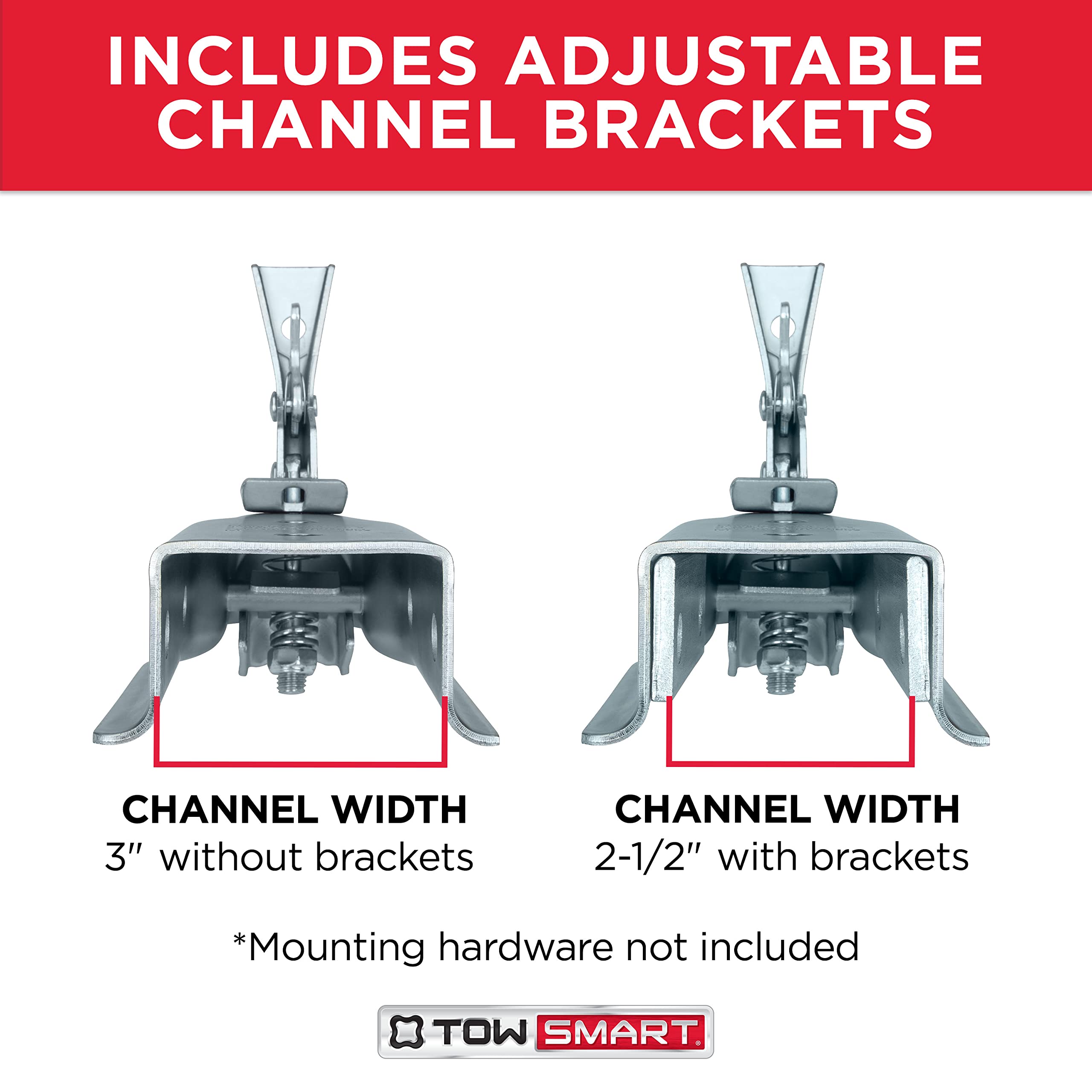 TOWSMART 3,500 lb. Class II, Straight Tongue Trailer Coupler for 2-1/2 in. to 3 in. Channel, 2 in. Hitch Ball, with Adjustable Collars