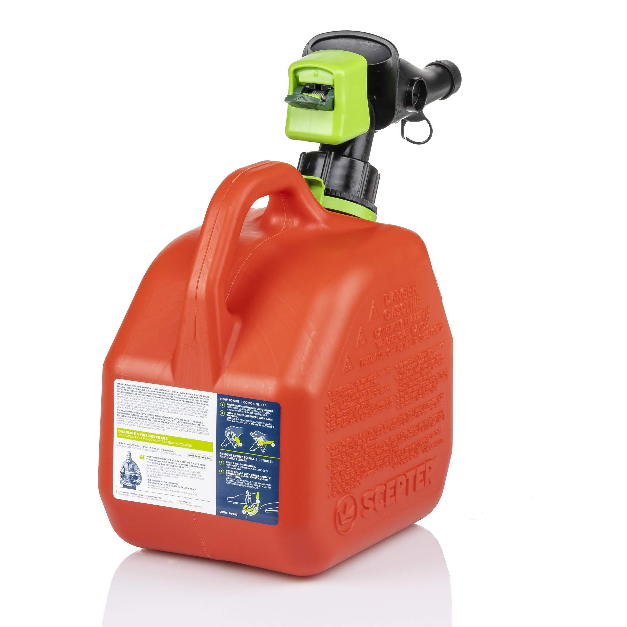 1 gal. Gas Can,Red,PP,11-3/4"Hx5-61/64"W