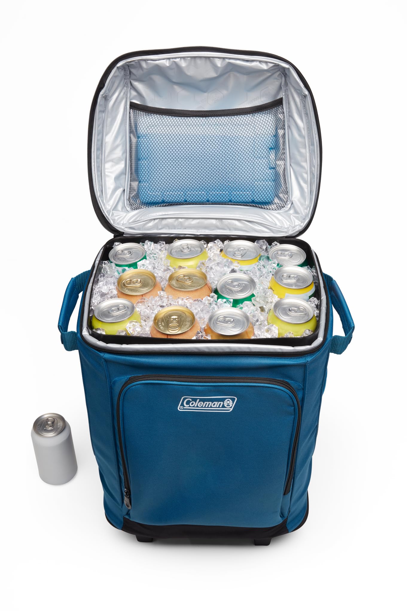 42-Can Coleman Soft Rolling Cooler with Wheels, Leak-Proof Portable Insulated Chiller with 12+ Hour Ice Retention, Made with Recycled Materials