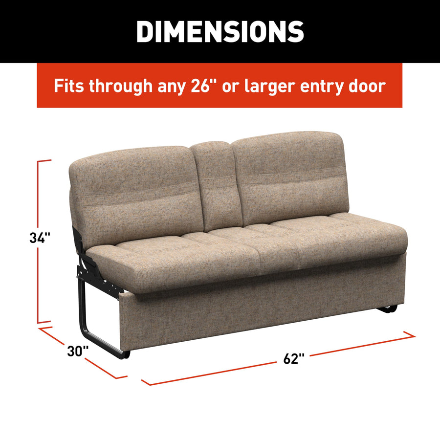 Dellmead Thomas Payne Signature 62" RV Jackknife Sleeper Sofa with Matching Kickboard, Easy Transition, High-Density Foam Cushioning, Fold-Down Center, Dual Cupholders - 2024044393