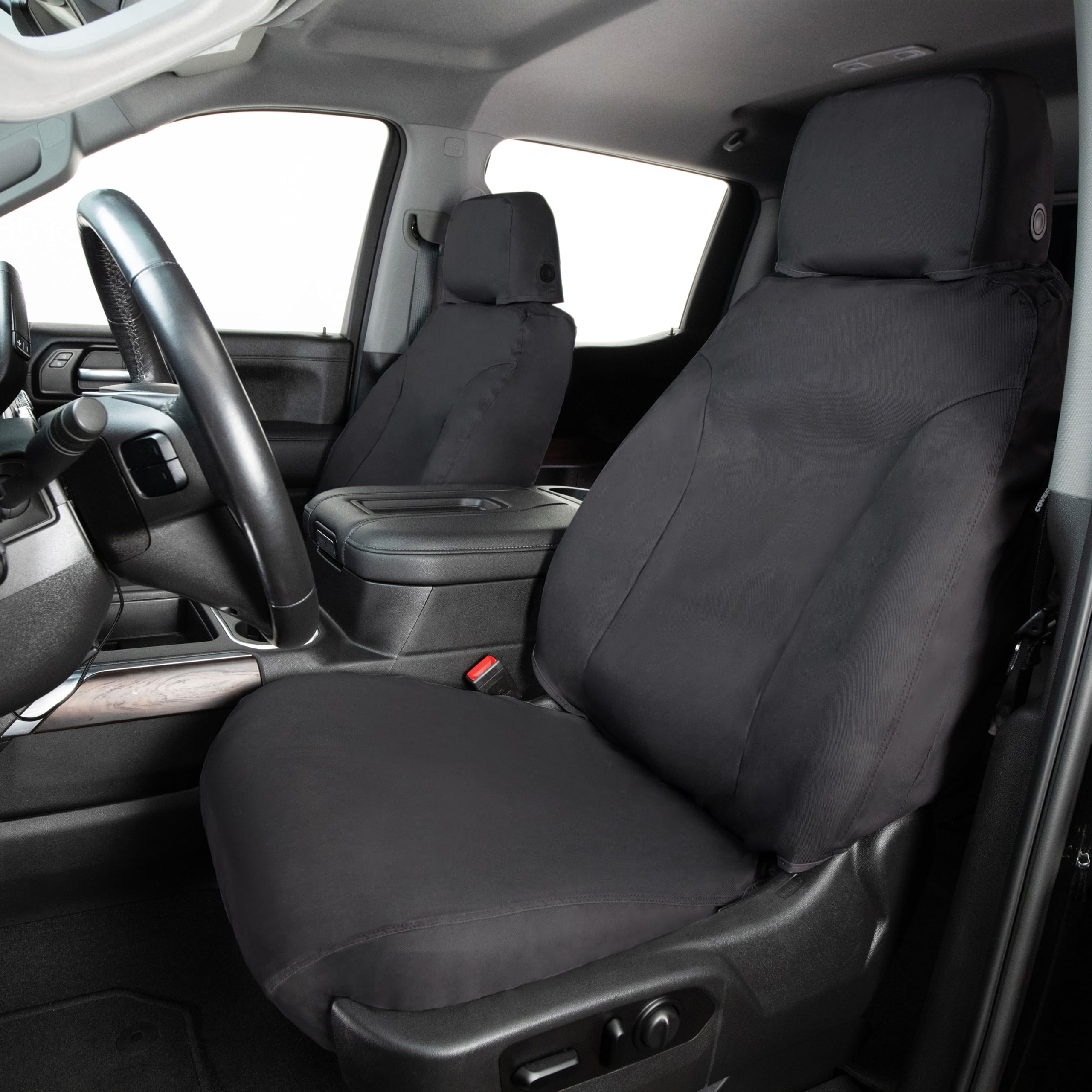 Covercraft Custom Polycotton Seat Covers for 2024-2025 Toyota Tacoma (Excludes TRD Pro), 1st Row Bucket Seats, Charcoal