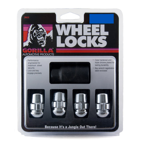 38431XL Gorilla Automotive Products Chrome Wheel Lock, Set of 4 (Seat 12mm x 1.50 Thread Size)
