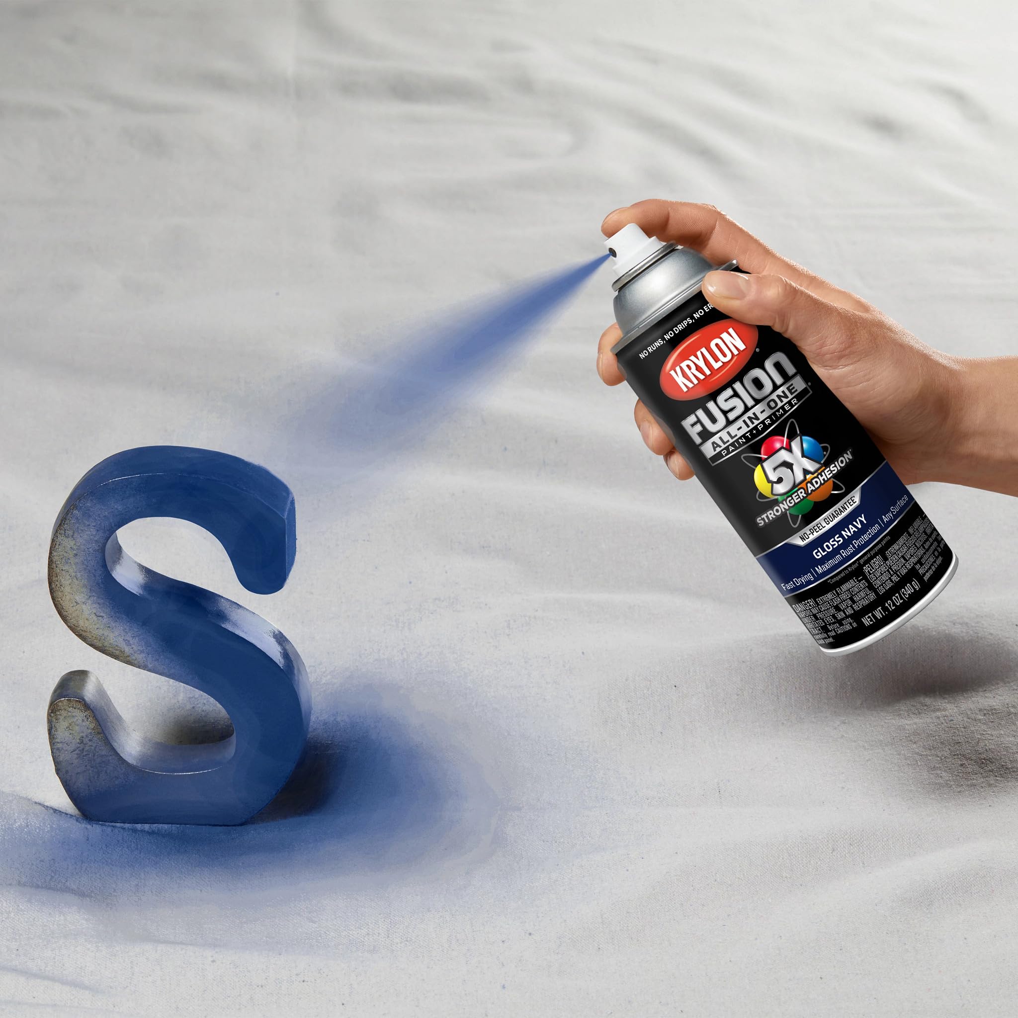 Krylon All-In-One Fusion Adhesive Spray Paint for Indoor/Outdoor Use, 12 oz, Navy