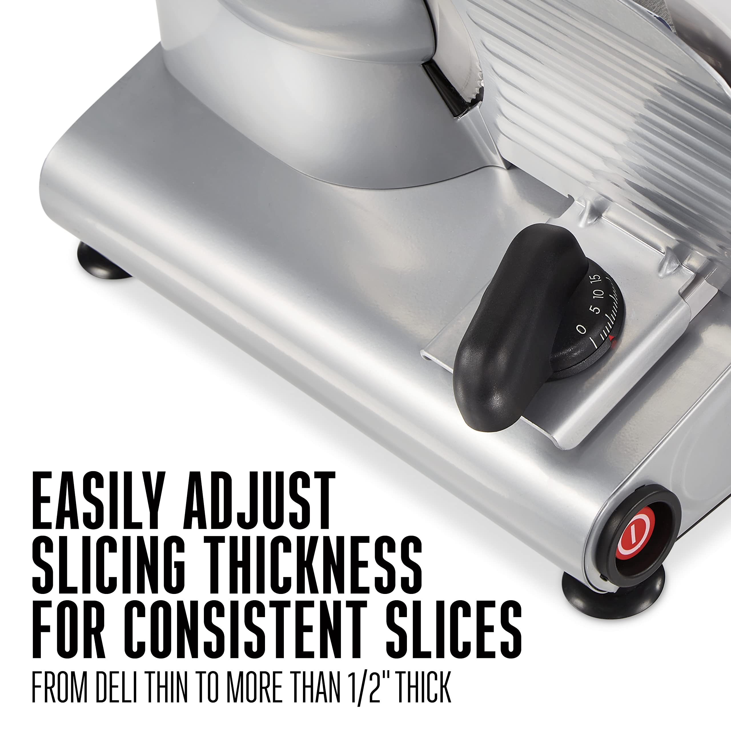 Weston Deli & Food Slicer Electric Meat Cutting Machine, Adjustable Slice Thickness, Non-Slip Suction Feet, Removable 7.5" Stainless Steel Blade, Easy to Clean (61-0750-W)