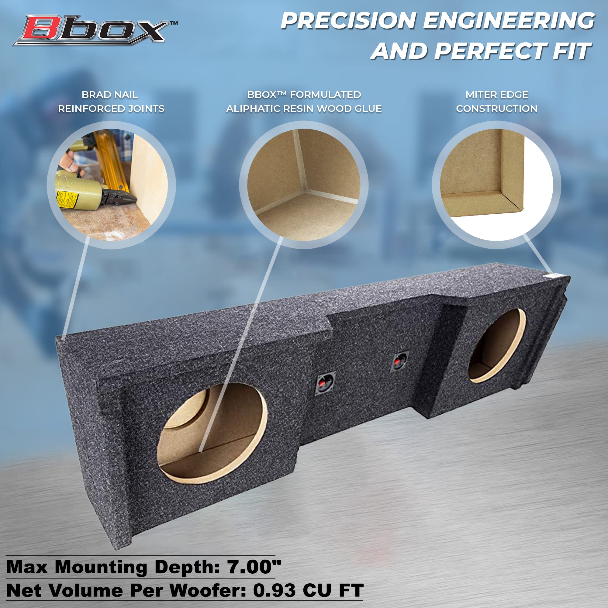 Dual Bbox Sealed 10 Inch Subwoofer Enclosure - Accu-Tuned Subwoofer Box Improves Audio Quality, Sound & Bass - Fits 1999-2007 Chevrolet/GMC Silverado/Sierra Extended Cab,Charcoal