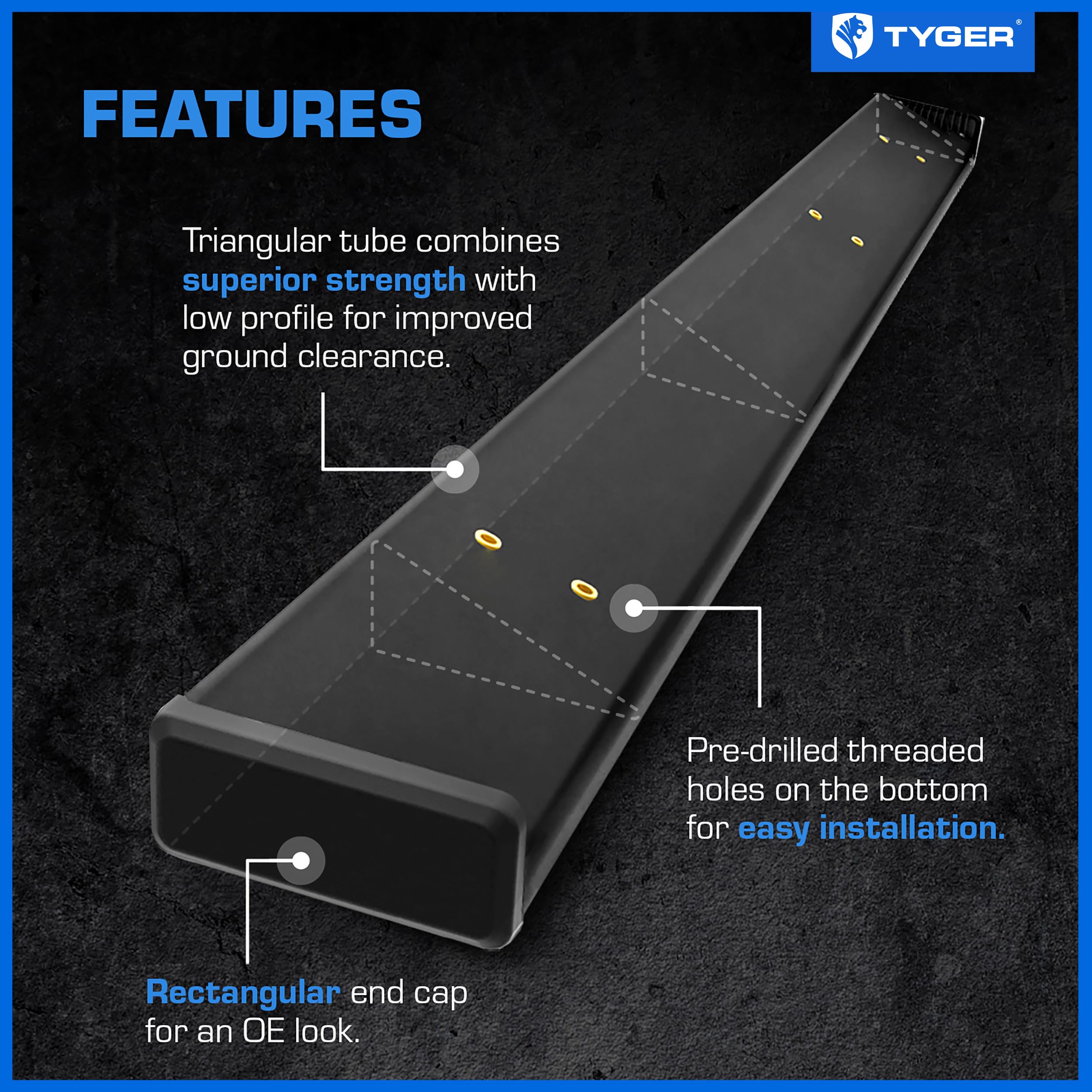 6" Riser Tyger Auto Running Boards Compatible with 2009-2018 Dodge Ram 1500; 2019-2024 Classic | Quad Cab | TG-RS6D60038 | Side Step Rails Nerf Bars