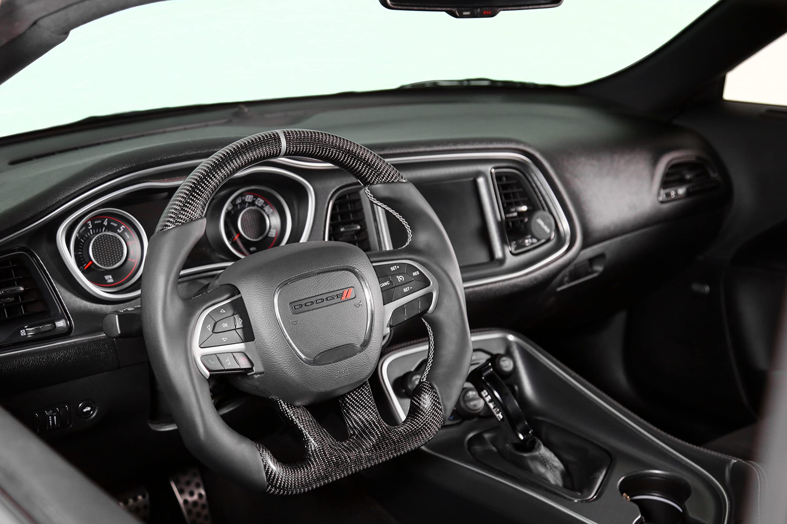 Carbon Fiber Steering Wheel with Leather Grips Drake Muscle Cars CH950-17
