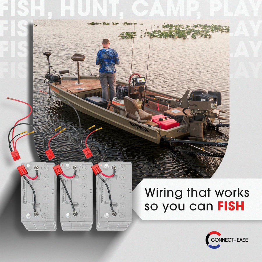 36V Connect-Ease Trolling Motor Connection Kit RCE36VBCHK | Series Connection for 12V Batteries with Onboard Battery Charger | Powers any 36V Trolling Motors | Plug and Play | Batteries Not Included