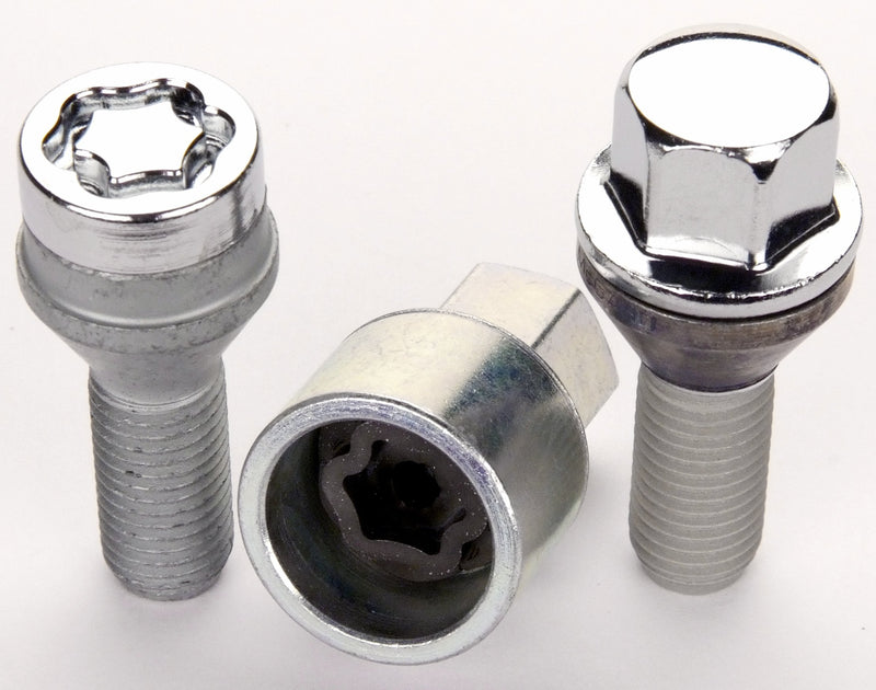 Chrome McGard 67205 M14 x 1.5 Thread Size Cone Seat Lug Bolt Wheel Installation Kit for 5 Lug Vehicles, 16 Lug Bolts / 4 Locks / 1 Key / 1 Storage Pouch