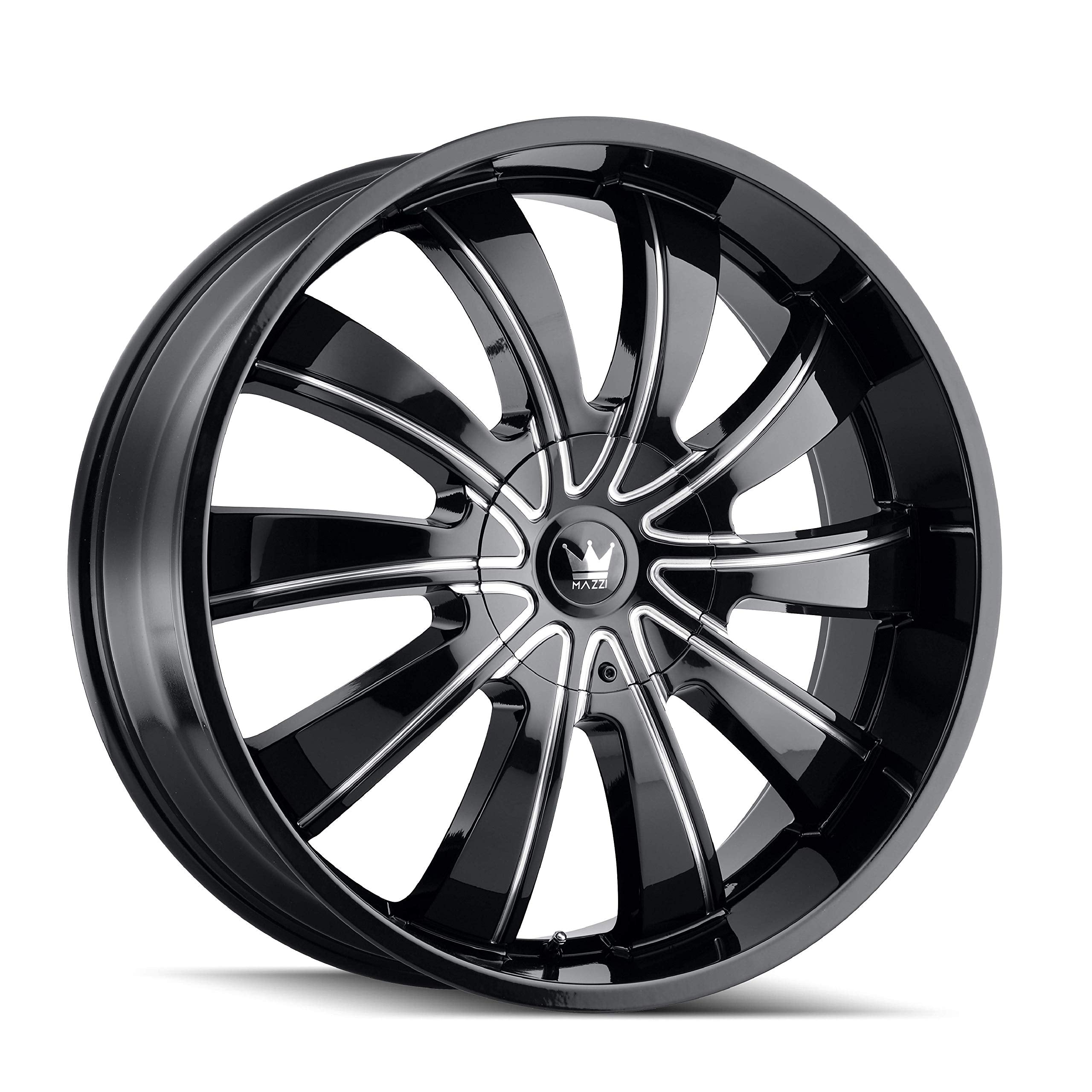 Rolla Mazzi 374 Black/Milled Spokes 24X9.5 6-135/6-139.7 30mm 106mm Wheel with Painted (24 x 9.5 inches /6 x 135 mm, 30 mm Offset)
