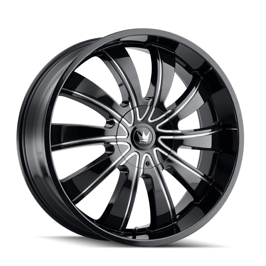 Rolla Mazzi 374 Black/Milled Spokes 24X9.5 6-135/6-139.7 30mm 106mm Wheel with Painted (24 x 9.5 inches /6 x 135 mm, 30 mm Offset)