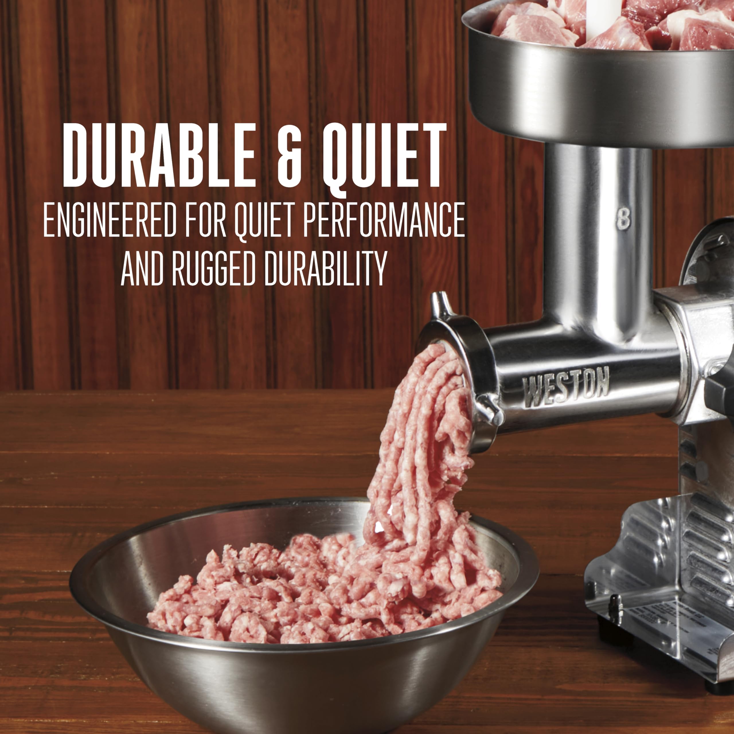 Weston Electric Pro Series Meat Grinder, Commercial Grade, 560 Watts, .75 HP, 6lbs. Per Minute, Stainless Steel (10-0801-W)