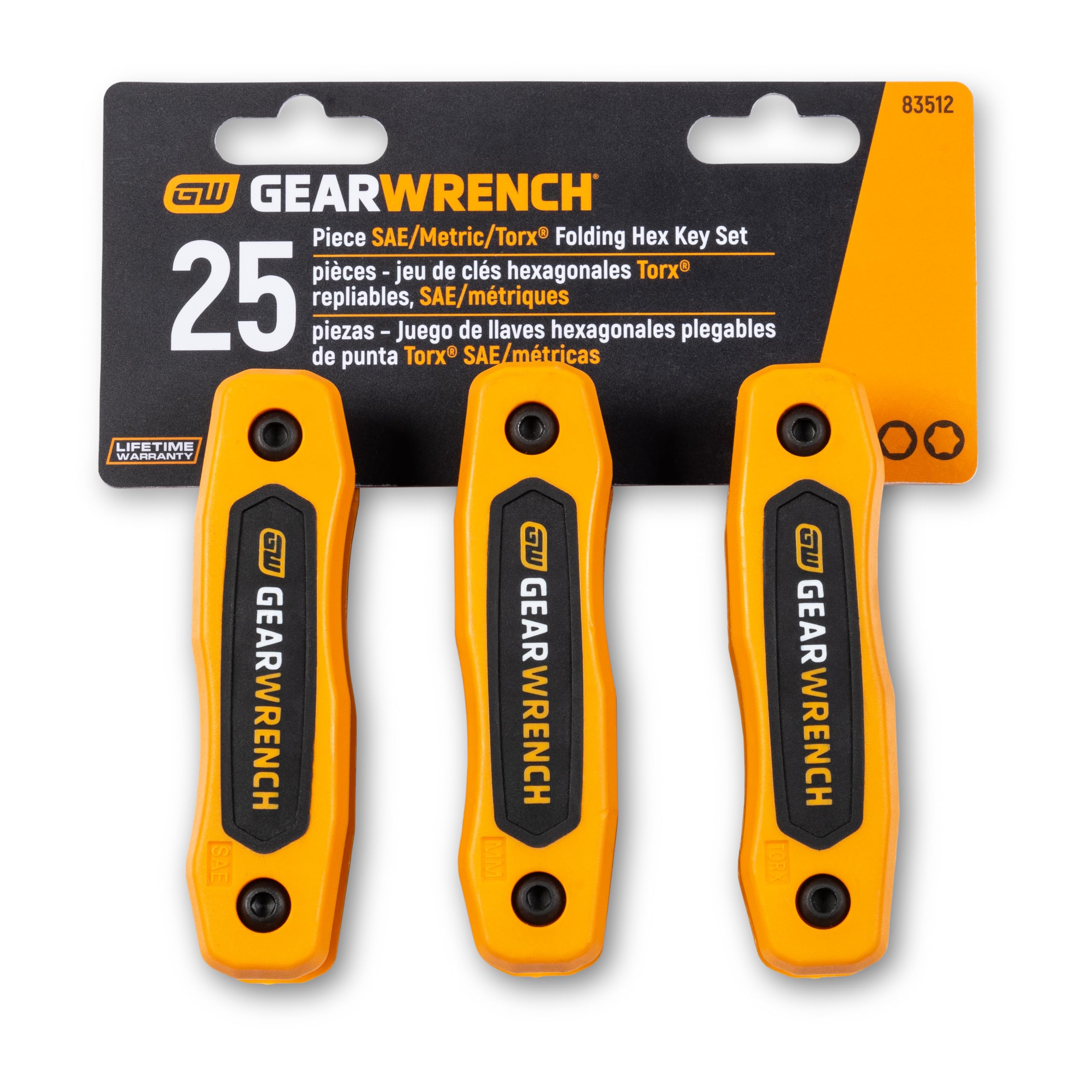 25 Piece GEARWRENCH SAE/Metric/Torx® Folding Hex Key Set - 83512