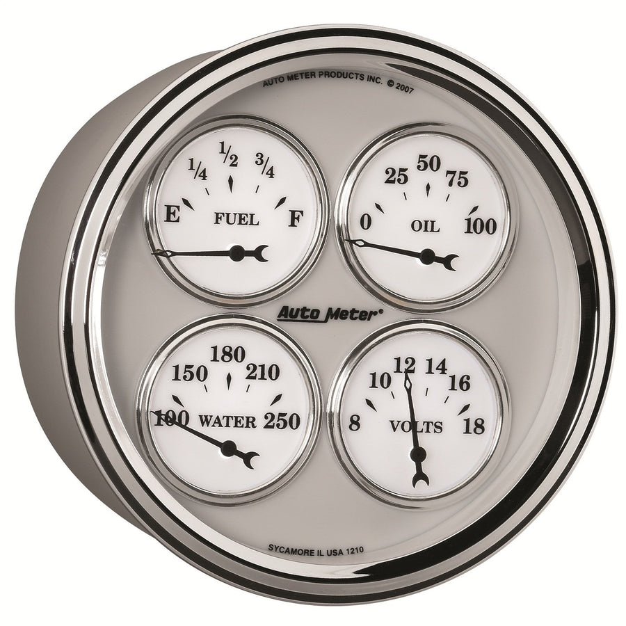 Auto Meter 1210 White II Old Tyme 5" Short Sweep Electric Quad Gauge