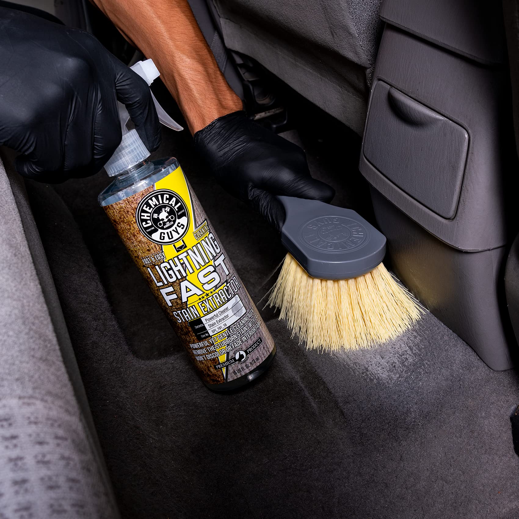 Chemical Guys Nice & Stiff ACCG02 Heavy Duty Carpet & Interior Detailing Brush, (Safe for Cars, Trucks, SUVs, RVs, Motorcycles, & More) Yellow