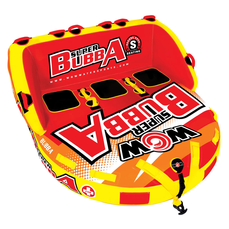 WOW Sports Towable Bubba Tubes for Boating, Boat Accessories for Tubing, Water Tube for Boats - Super Bubba 3 Person 510 lbs Capacity