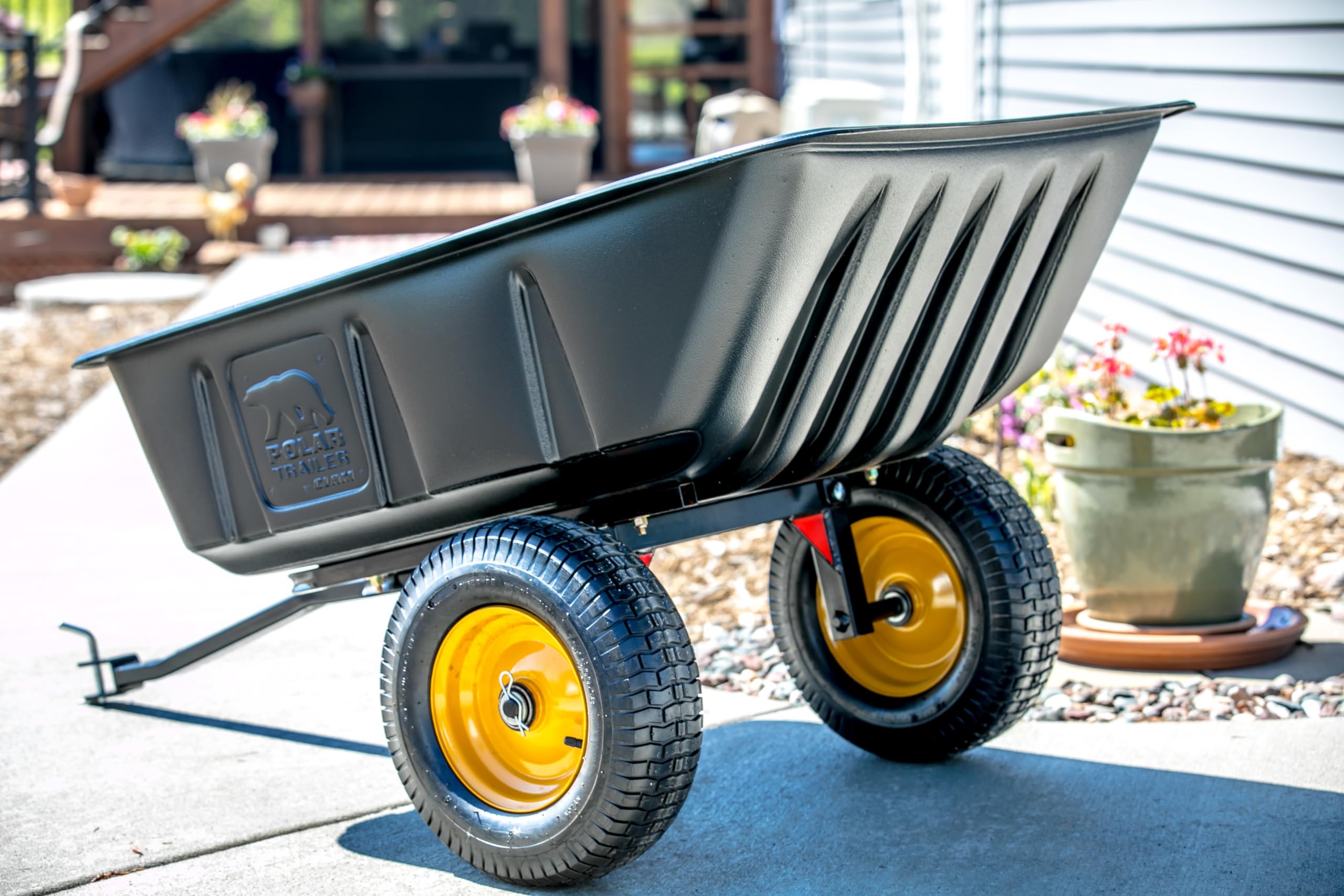 Heavy-Duty Polar Trailer 9393 LG7 ATV/UTV Hauling Trailer – 600 lb Capacity, Tilt Dump Frame & Rustproof Tub for Outdoor Work (10 Cu. Ft, Black)