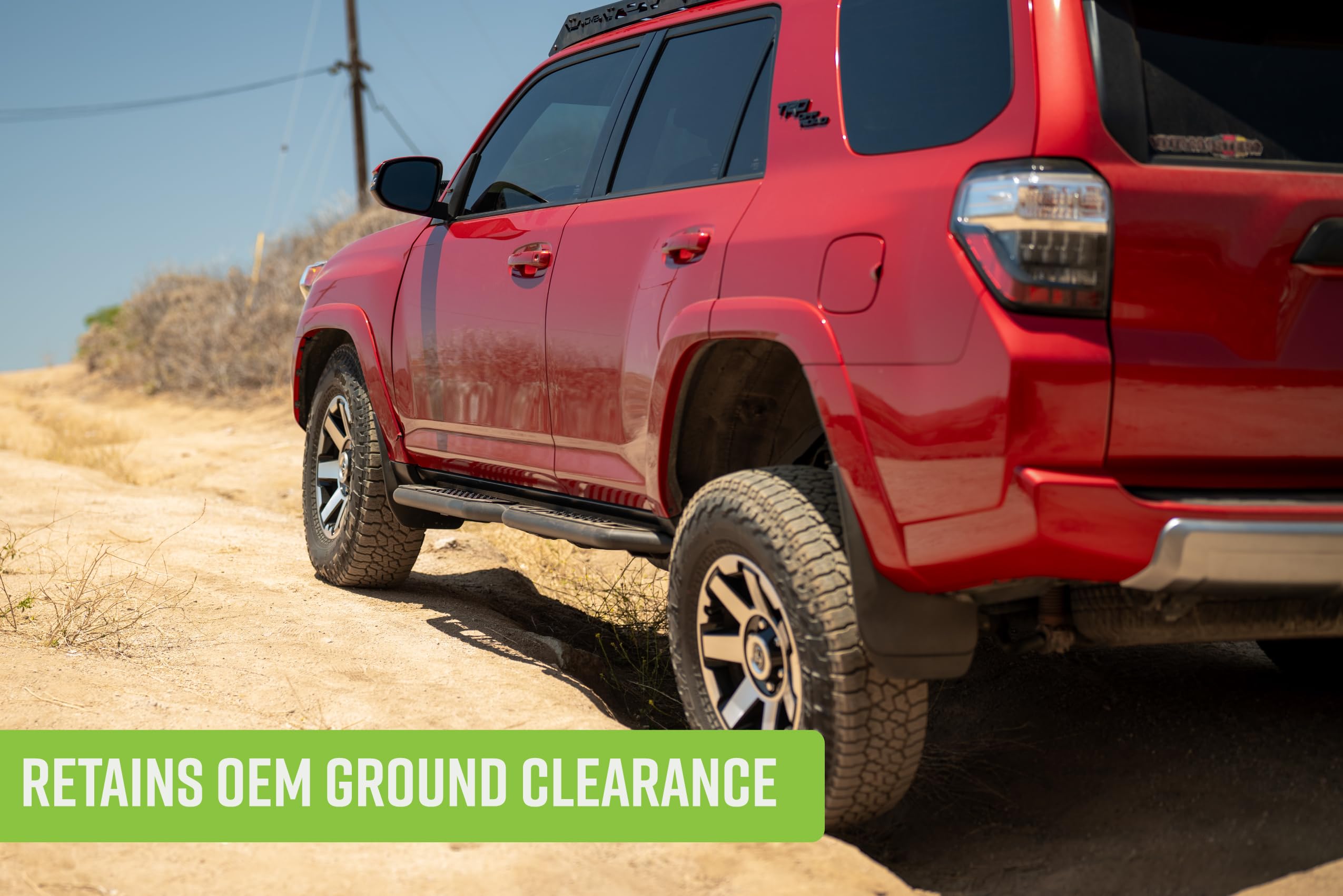 OE Plus DV8 Offroad Side Steps for 2010-2024 Toyota 4Runner | Anti-Slip Design | Provides Protection from Light Trail Debris | Retains OEM Ground Clearance | Fully Bolt-On Installation | Steel