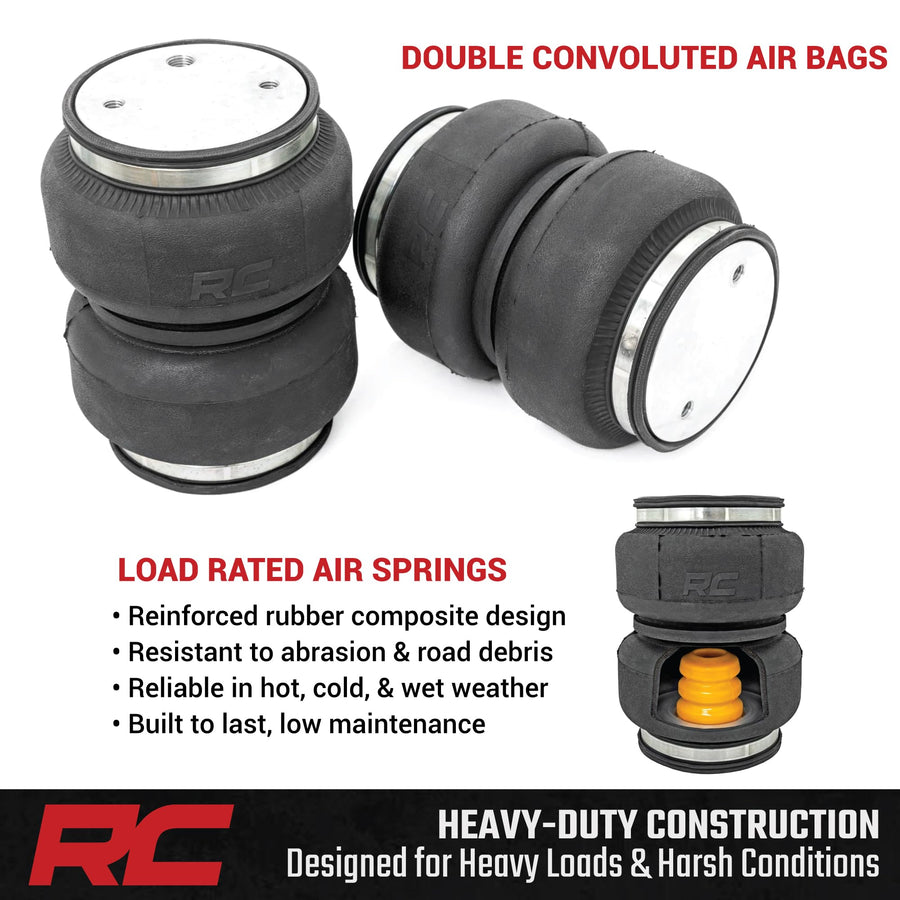 Rough Country Suspension Kit Air Bags with Compressor for Chevy Silverado & GMC Sierra 1500 (2019-2026) - Airbags for Trucks w/Stock Lift