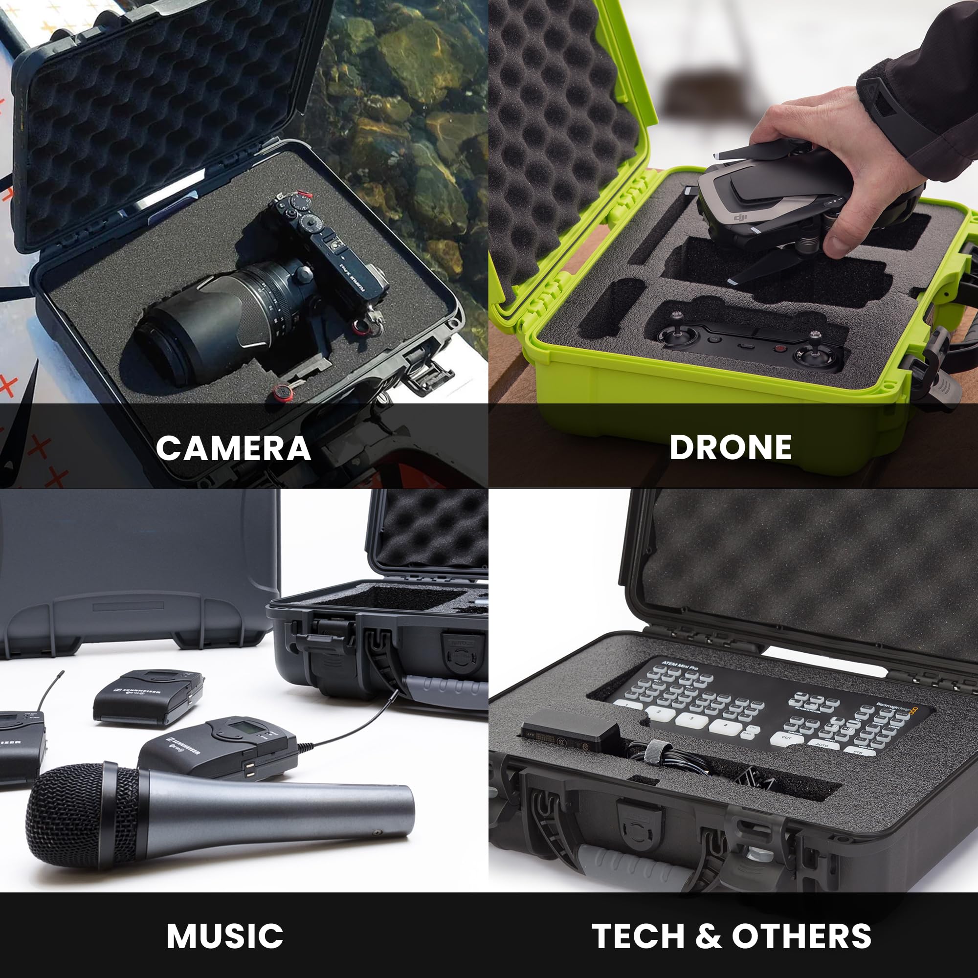 Nanuk 910 Medium Series Lightweight NK-7 Resin Waterproof Protective Case with Foam for Camcorder or Mirrorless Camera Kit, Graphite