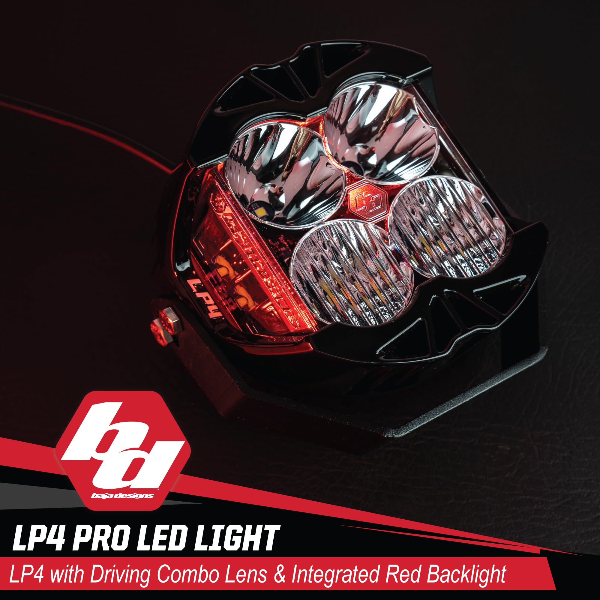 Baja Designs LP4 Pro LED Light Pod - Backlight with Universal Fit, Lifetime Protection (Driving/Combo; Red)