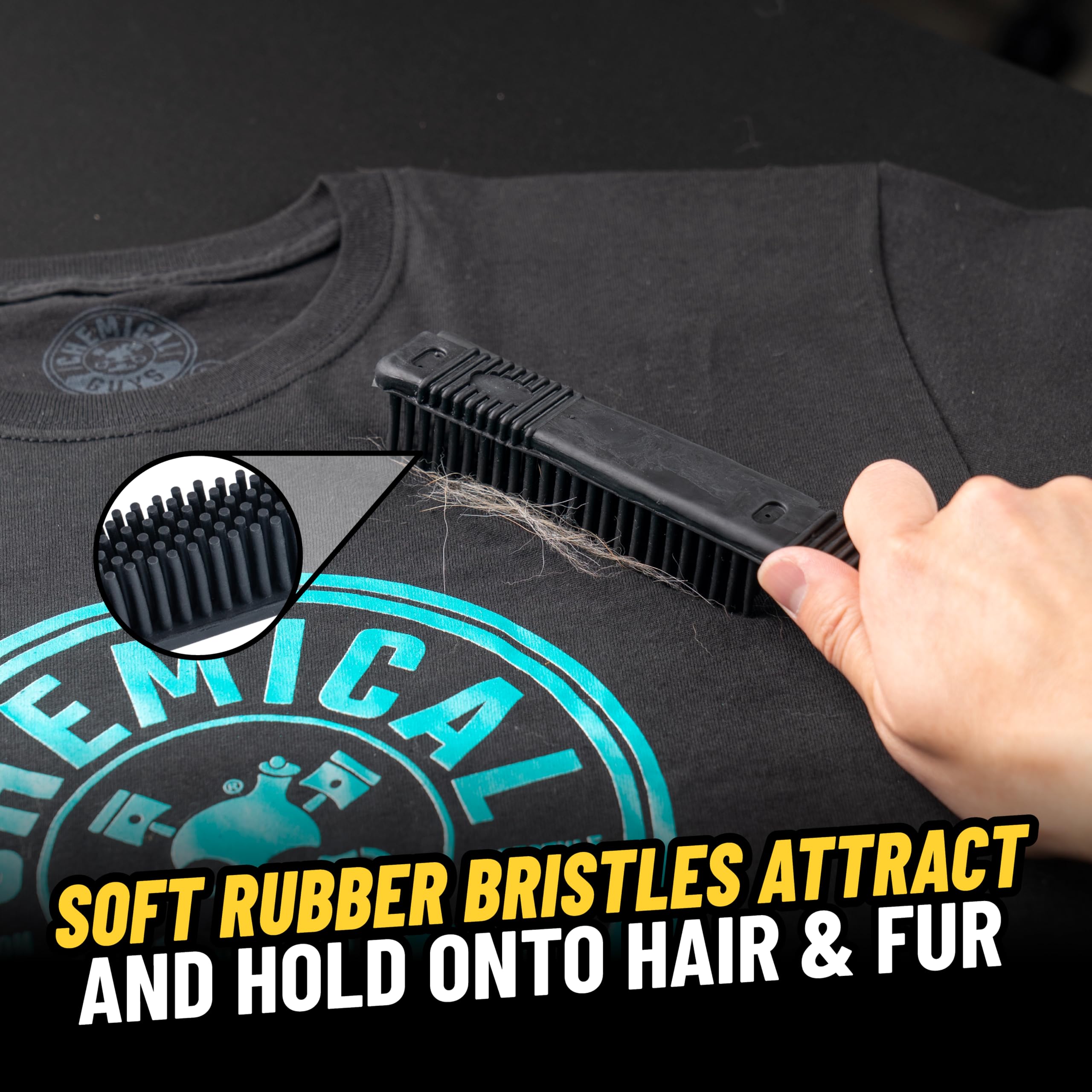 Chemical Guys Rubber Professional Pet Hair Removal Brush – Multi Surface Detailing & Pet Hair Removal Tool for Cars, Trucks, SUVs, RVs & Home – Removes Lint and Debris from Upholstery and Carpet
