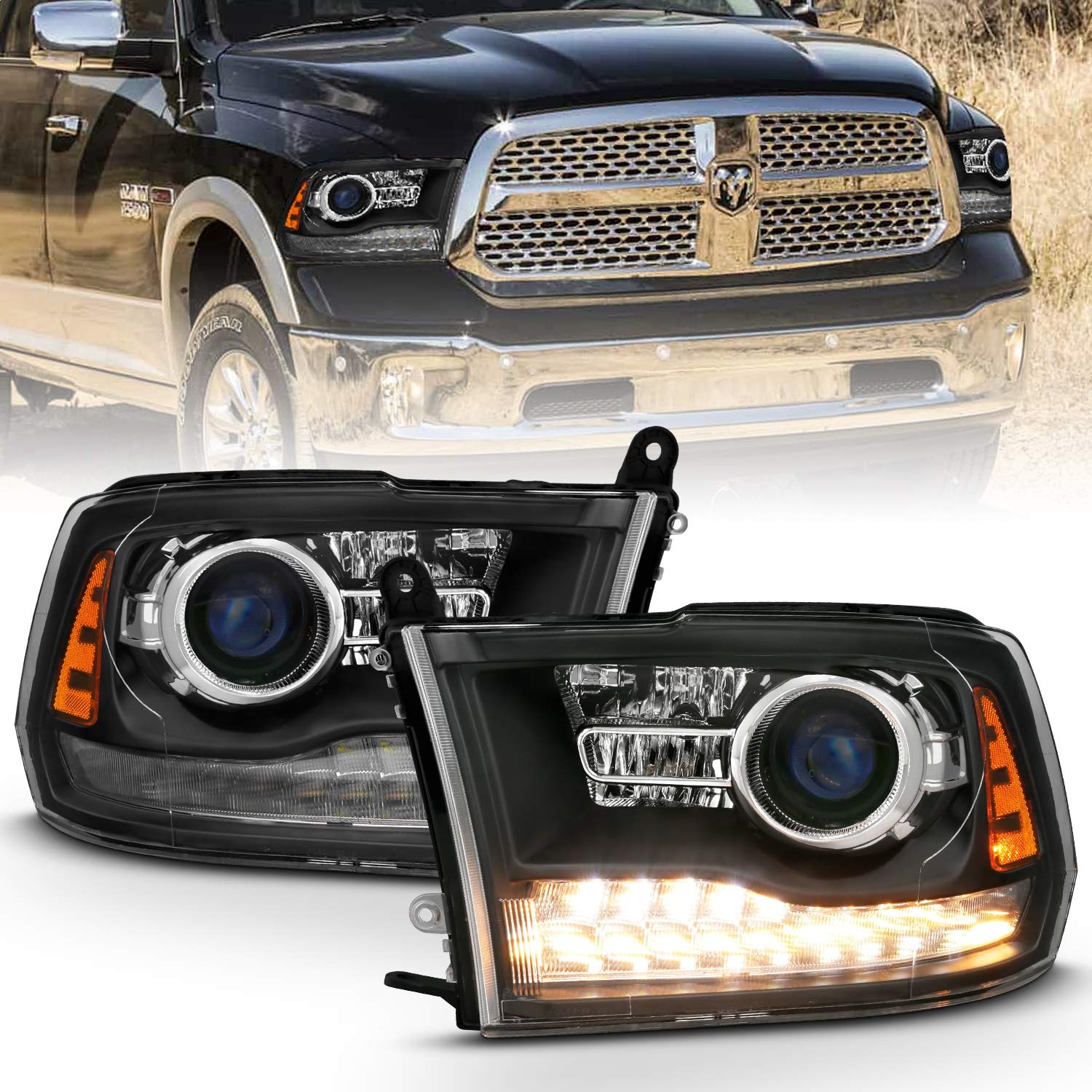 Projector Headlamps ANZO USA 111489 Fits Dodge Ram 1500