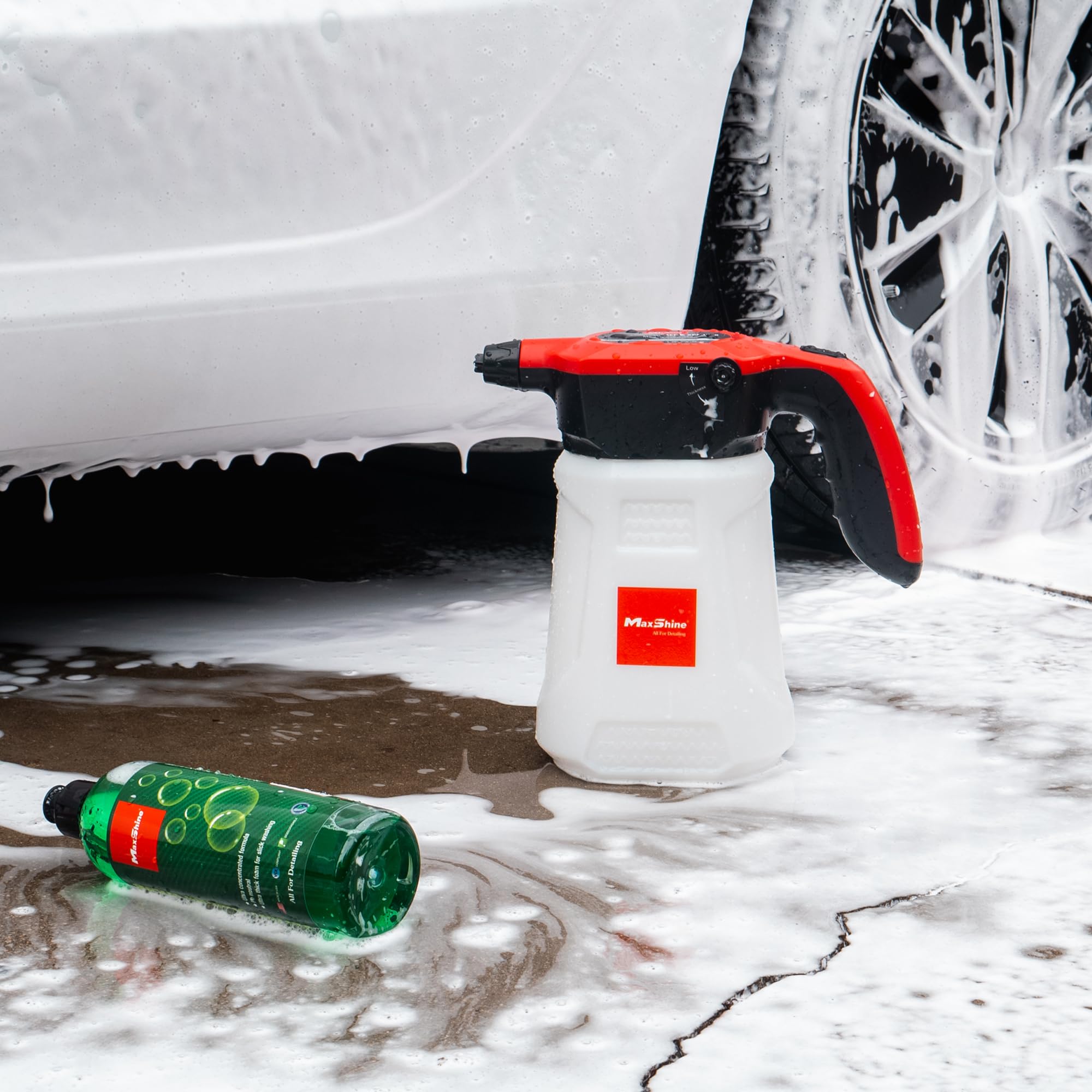 Maxshine Cordless Portable Foam Sprayer | 2L Capacity with 2600mAh Battery | Dual Spray Modes for Thick Foam | Electric Car Wash Foamer & Detailing Tool for Auto, Home & Garage Use