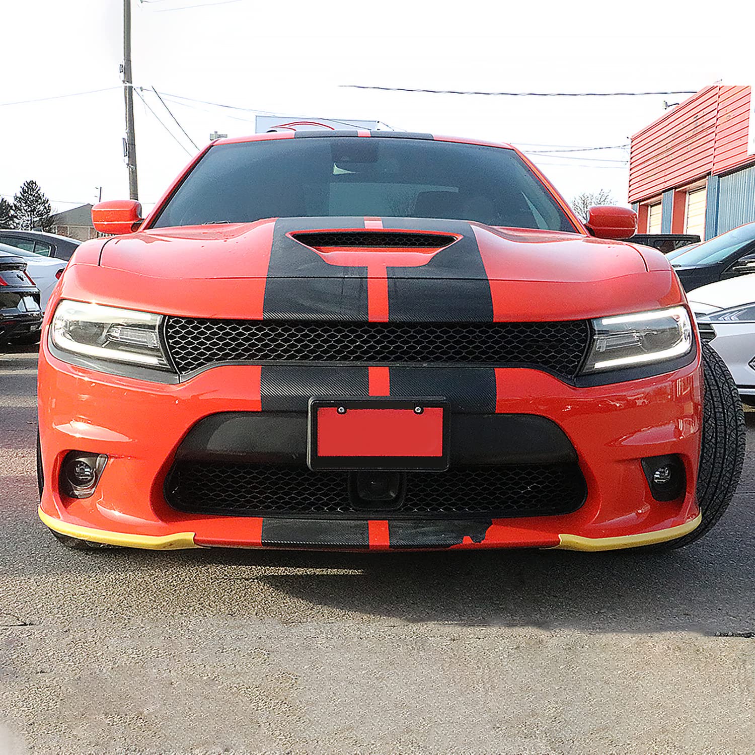 Front Lip Protectors Spec-D Tuning Flippers Splitter Compatible with Dodge Charger SRT Scat 2015-2019