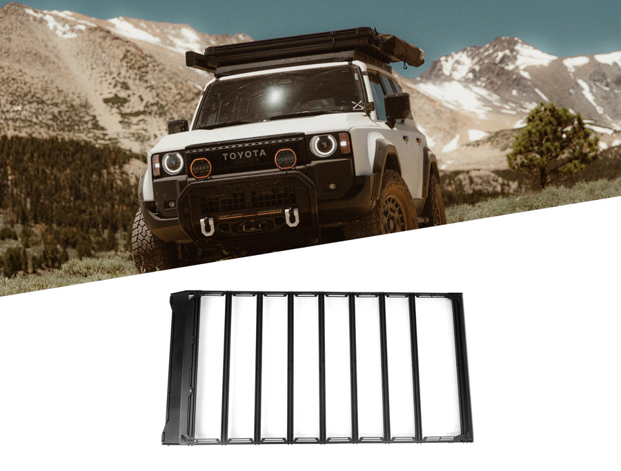Roof Rack DV8 Offroad for 2024-2025 Toyota Land Cruiser 250 Series & Lexus GX 550 | Ultra Low-Profile Fitment | 9 Heavy-Duty Aluminum Cross Bars | Integrated Mounting Points for Securing Gear