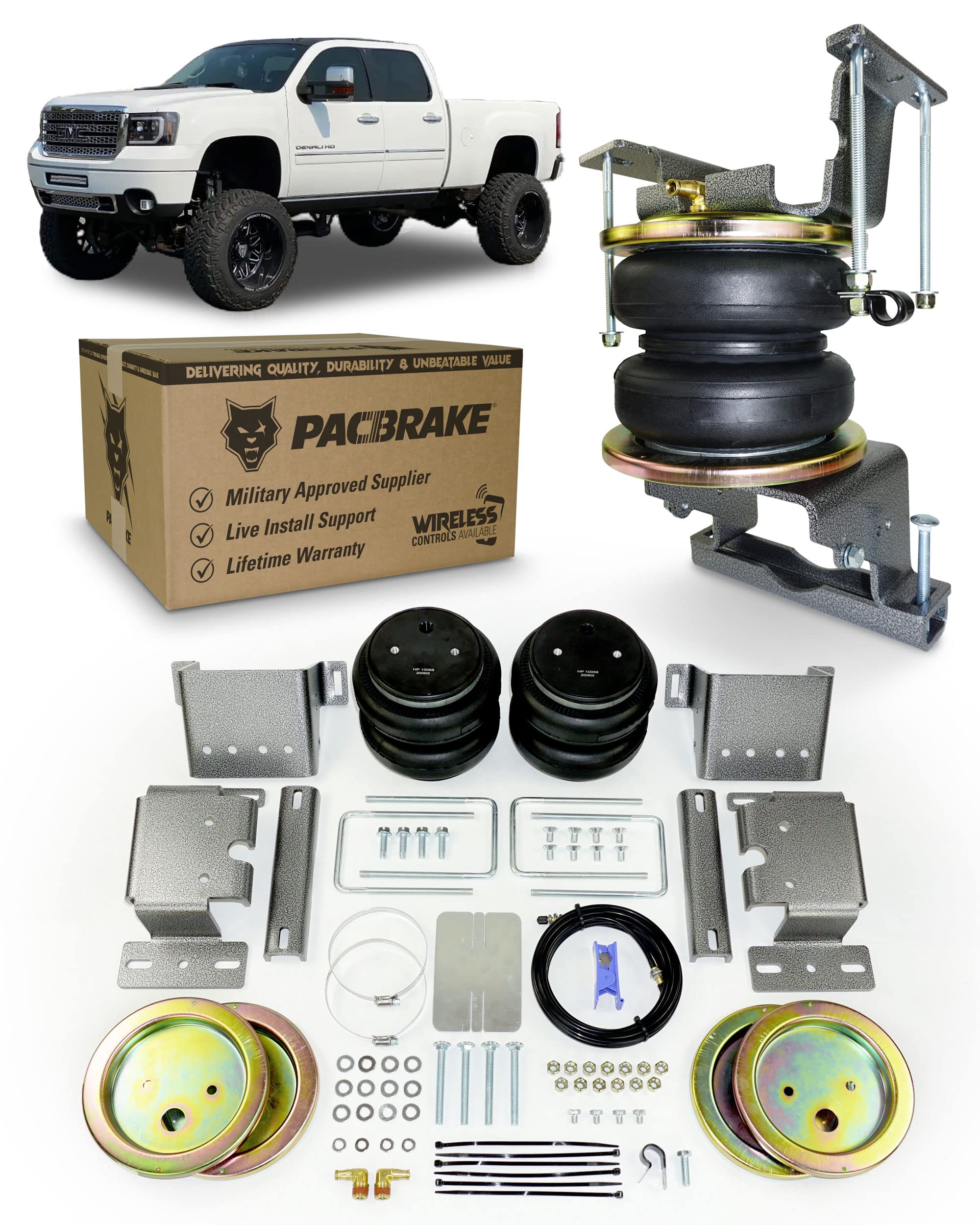 Pacbrake ALPHA XD 7500 lb Rear Air Suspension Compatible with Silverado/Sierra 2500/3500 2011-2019 HP10171-X