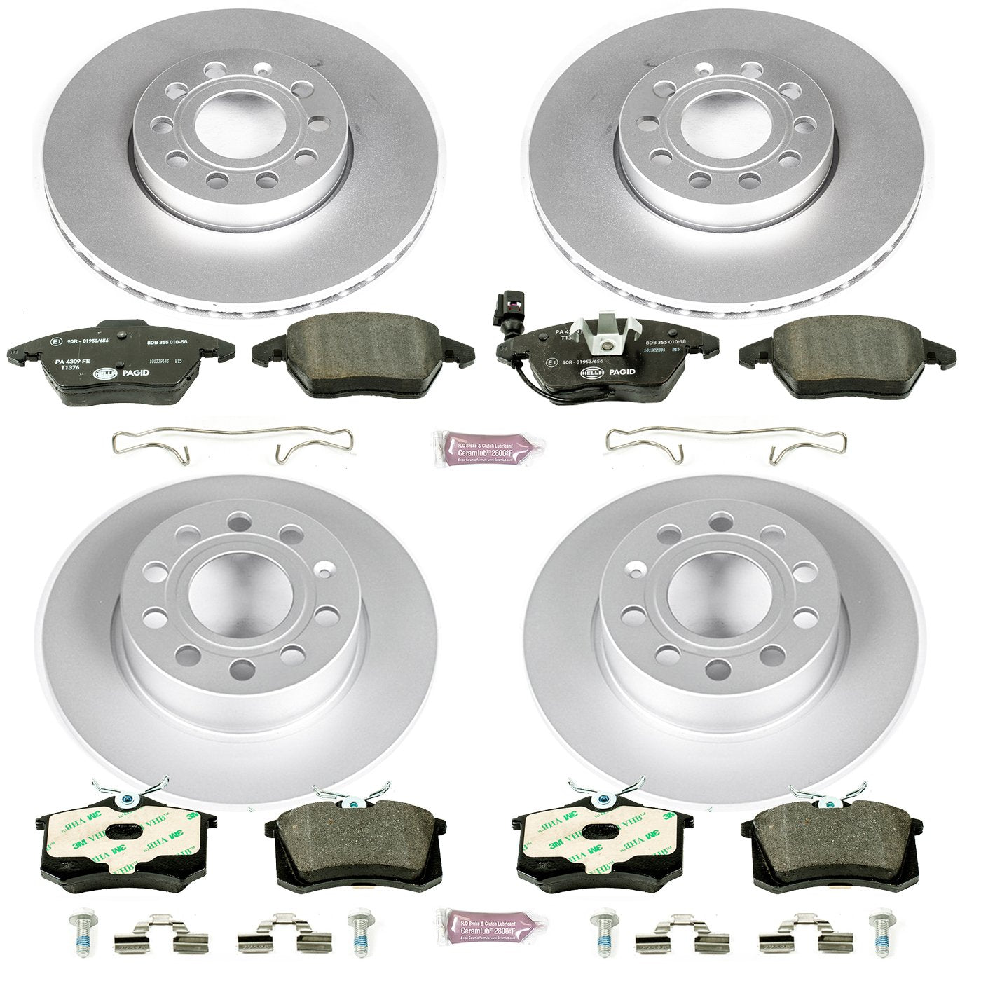 Power Stop ESK5749 Euro-Stop Front & Rear Brake Kit Audi Volkswagen For Audi A3 2010-2013, Volkswagen Beetle 2013-2019, Volkswagen Jetta 2012-2018 [Model Specific]